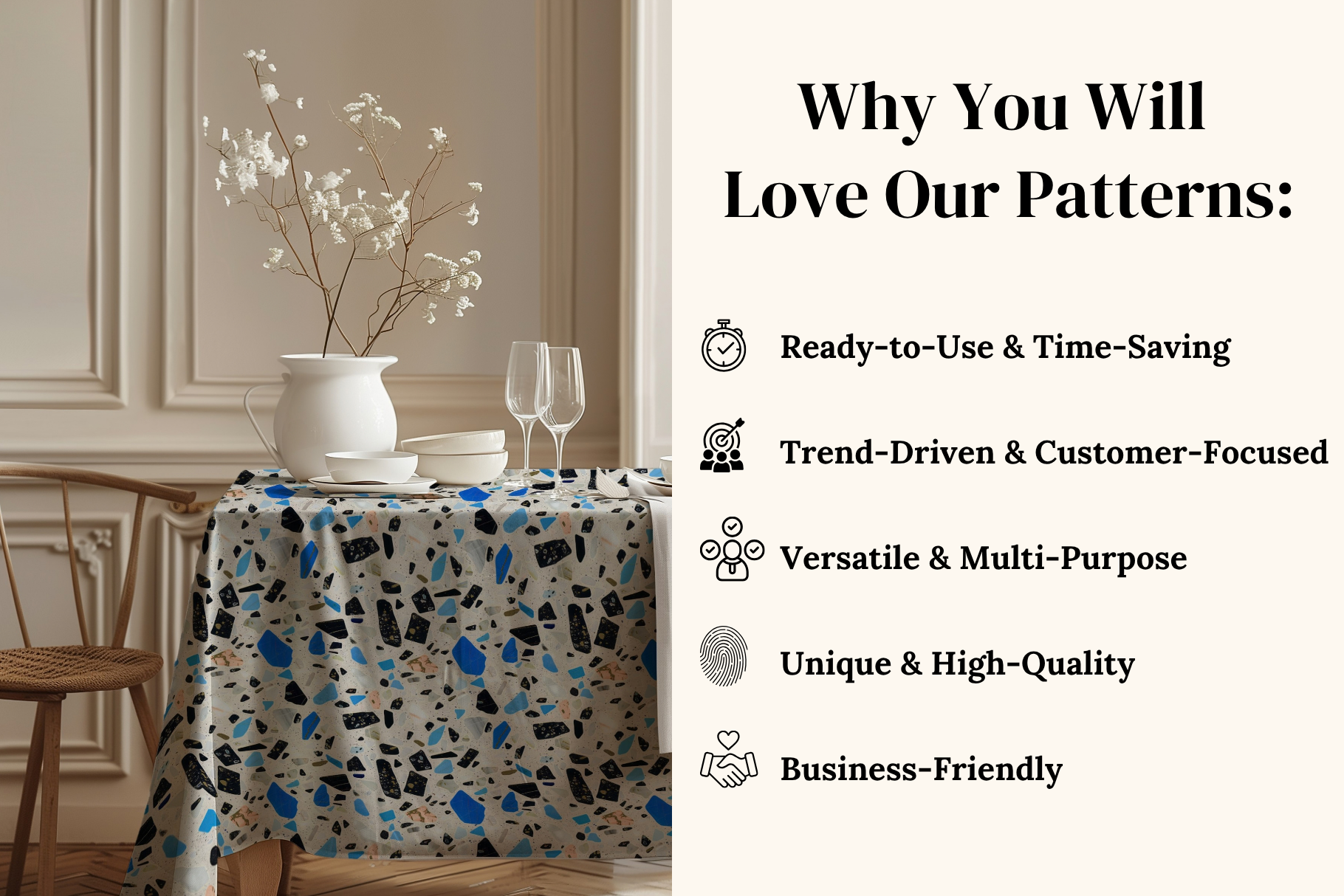 Lapis Terrazzo Patterns: A curated collection of 6 original blue terrazzo seamless patterns. - image 4