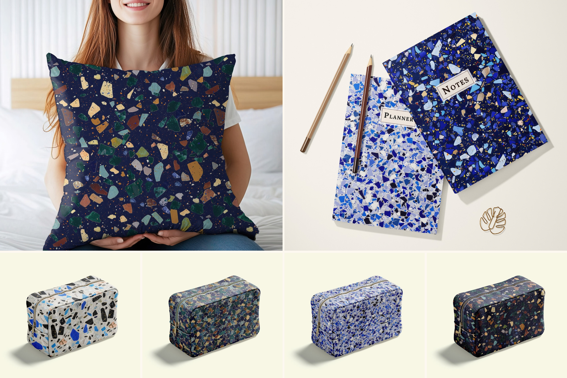 Lapis Terrazzo Patterns: A curated collection of 6 original blue terrazzo seamless patterns. - image 5