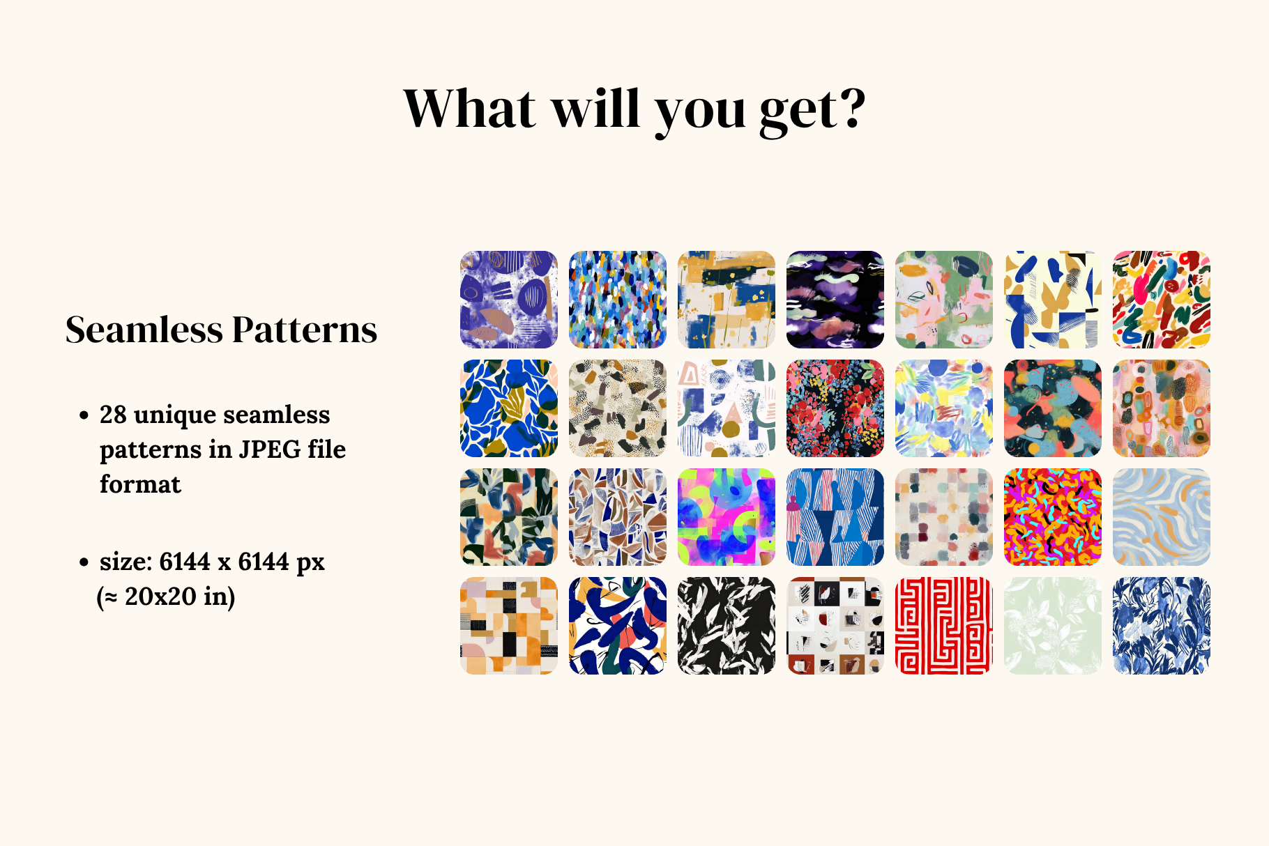Cobalt Studio Abstract Patterns: A curated collection of 28 original painterly abstract seamless patterns. - image 2
