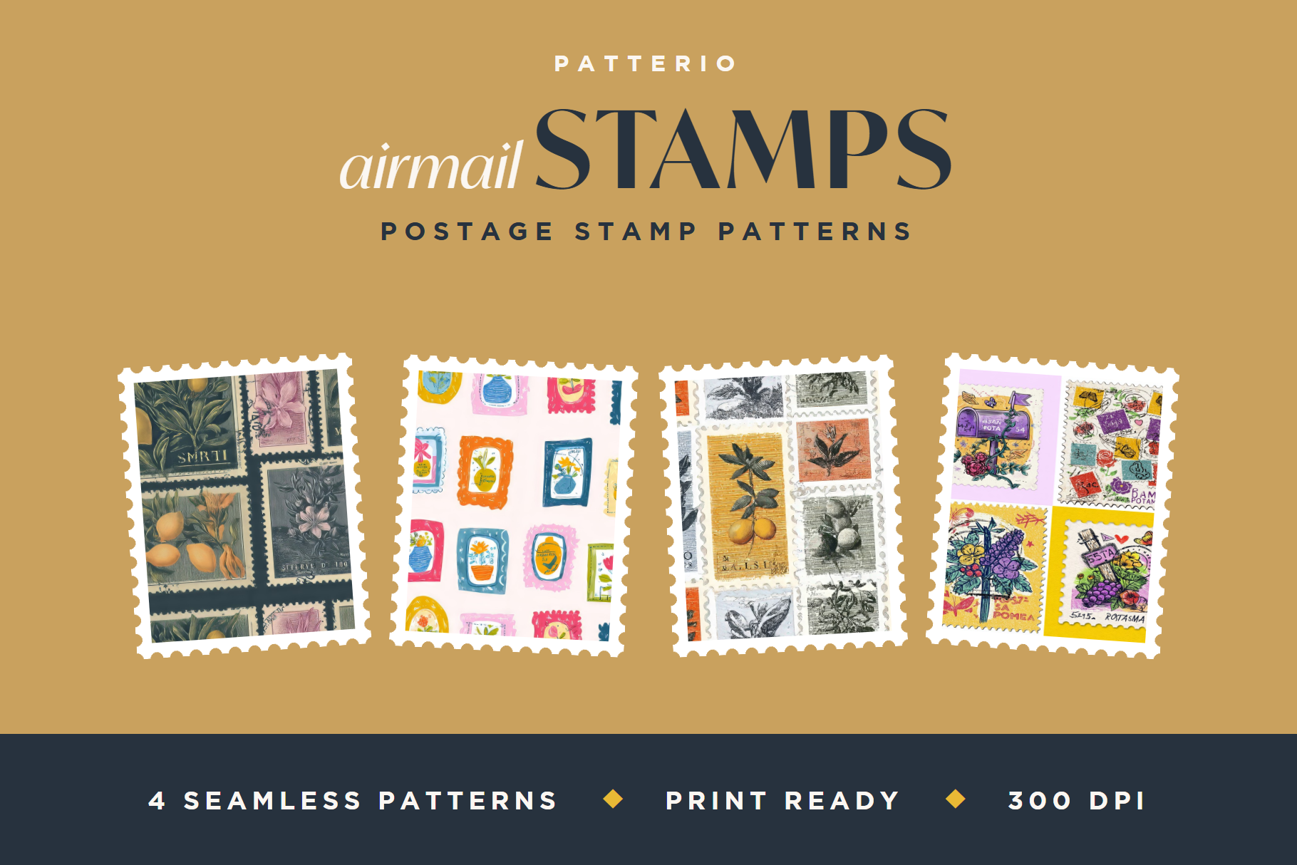 Airmail Postage Stamp Patterns