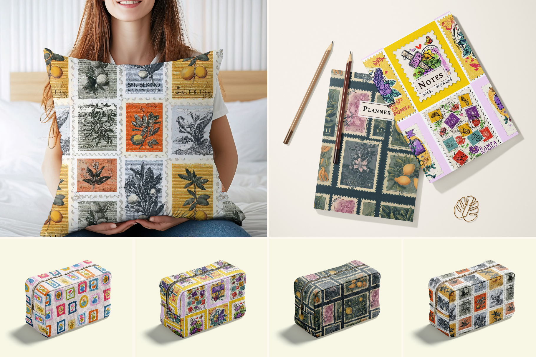 Airmail Postage Stamp Patterns: A curated collection of 4 original postage stamp seamless patterns. - image 5