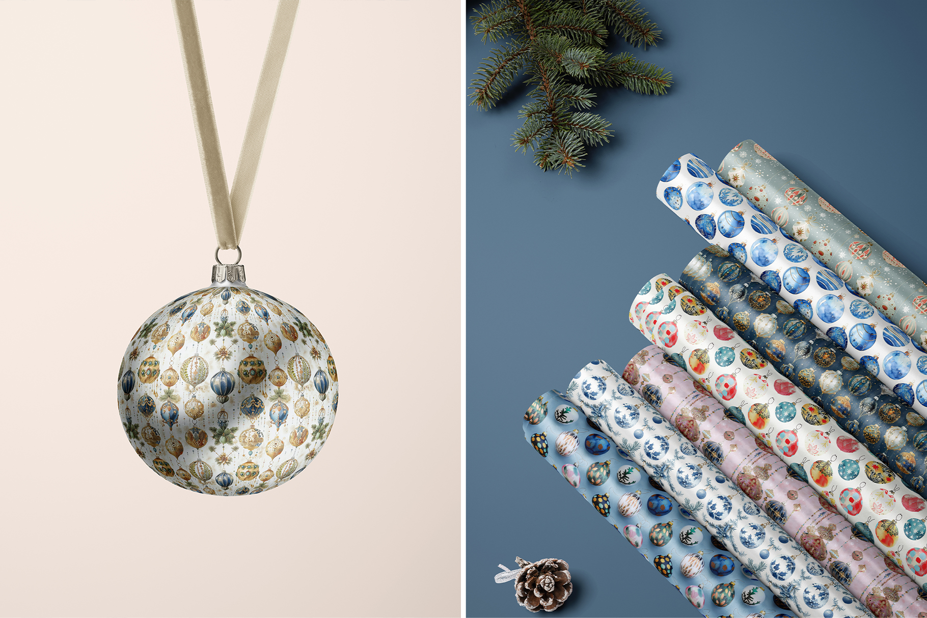 Christmas Balls Patterns: A curated collection of 8 original Christmas ornament seamless patterns. - image 5