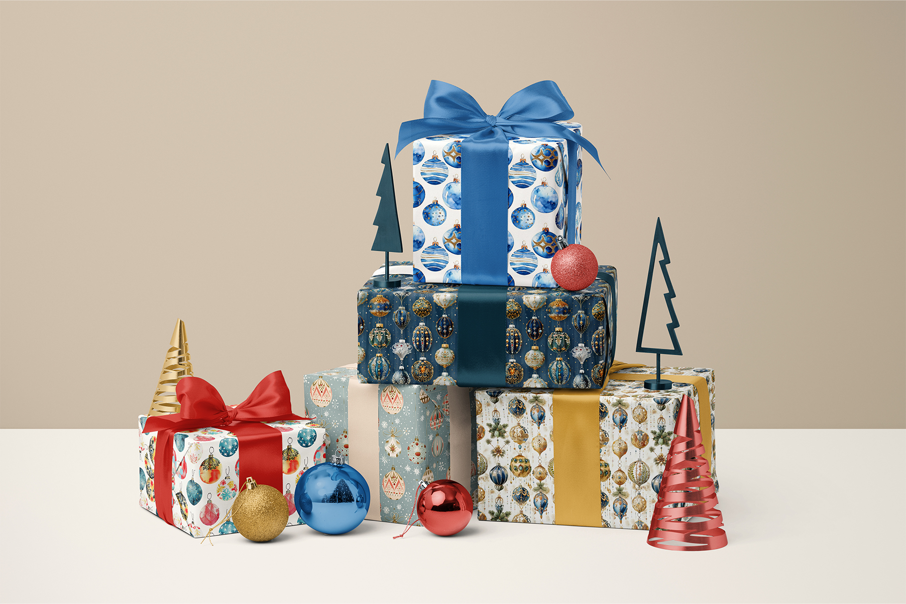 Christmas Balls Patterns: A curated collection of 8 original Christmas ornament seamless patterns. - image 9
