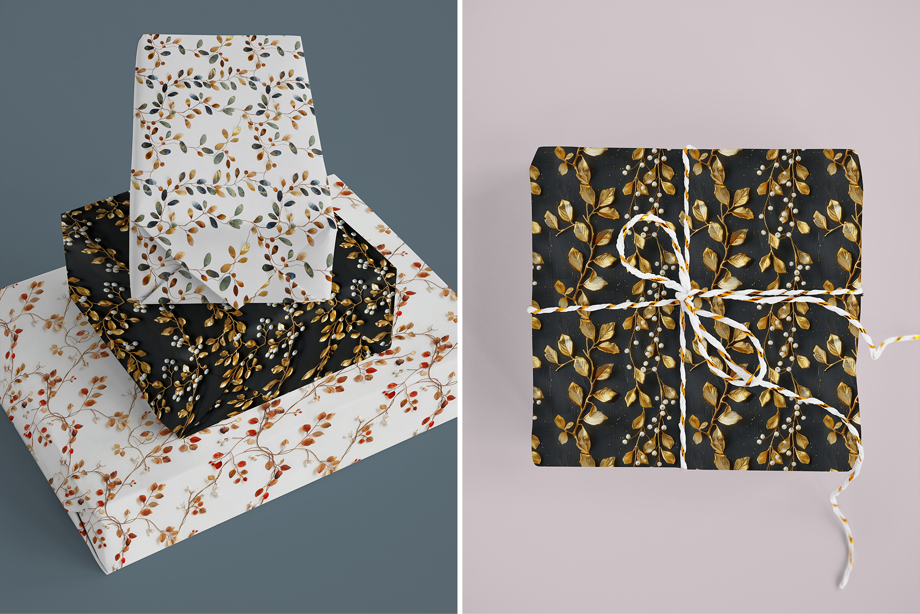 Christmas Golden Berries Patterns: A curated collection of 6 original Christmas golden berry seamless patterns. - image 10