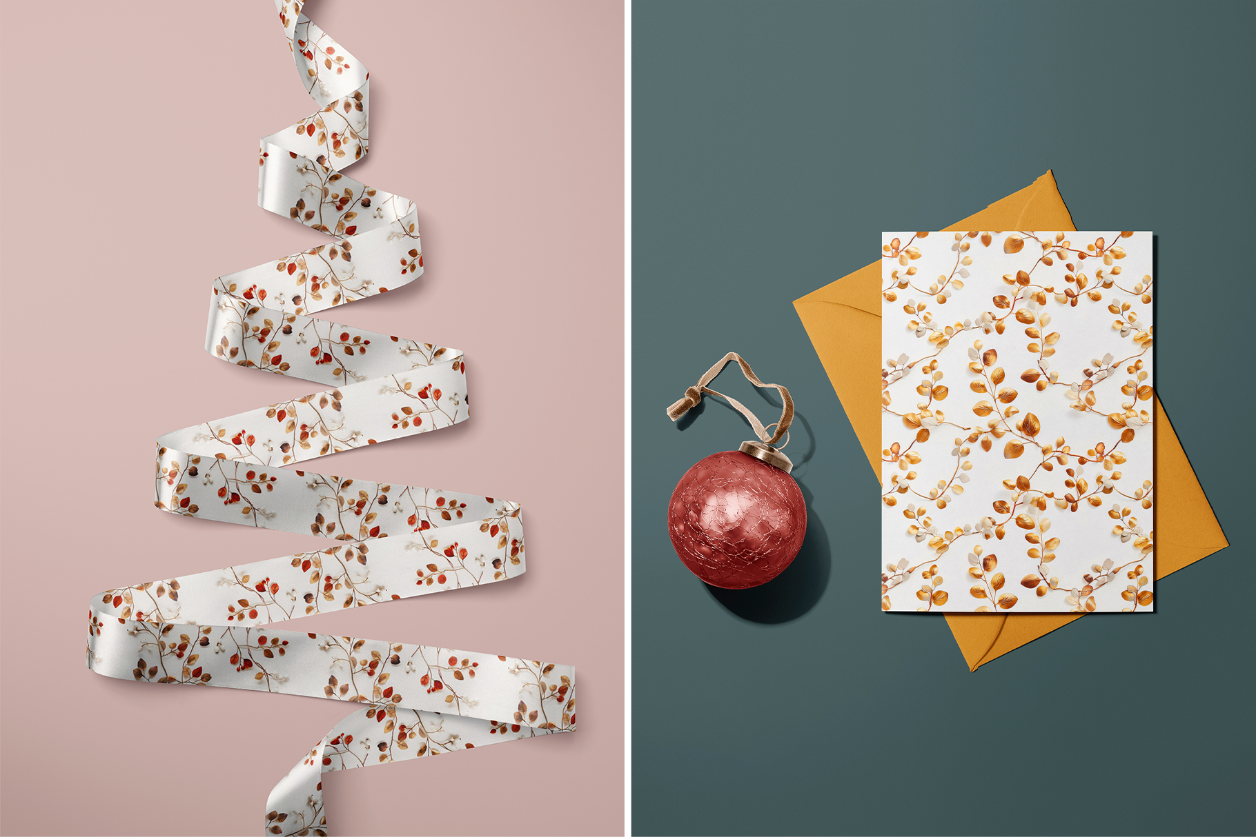 Christmas Golden Berries Patterns: A curated collection of 6 original Christmas golden berry seamless patterns. - image 5
