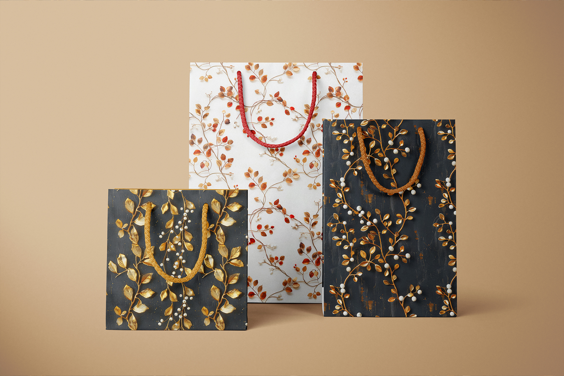 Christmas Golden Berries Patterns: A curated collection of 6 original Christmas golden berry seamless patterns. - image 7