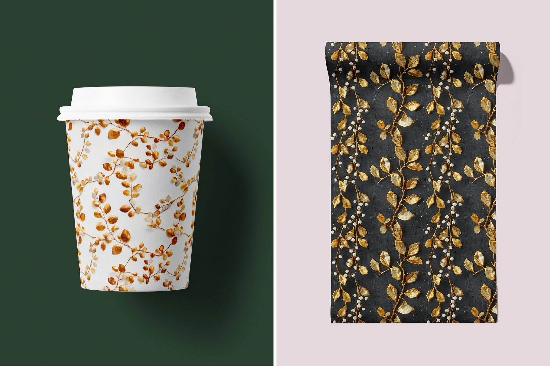 Christmas Golden Berries Patterns: A curated collection of 6 original Christmas golden berry seamless patterns. - image 9