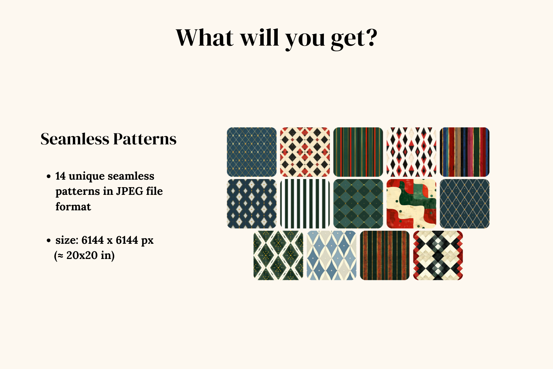 Christmas Abstract Patterns, part 1: A curated collection of 14 original Christmas geometric seamless patterns. - image 2