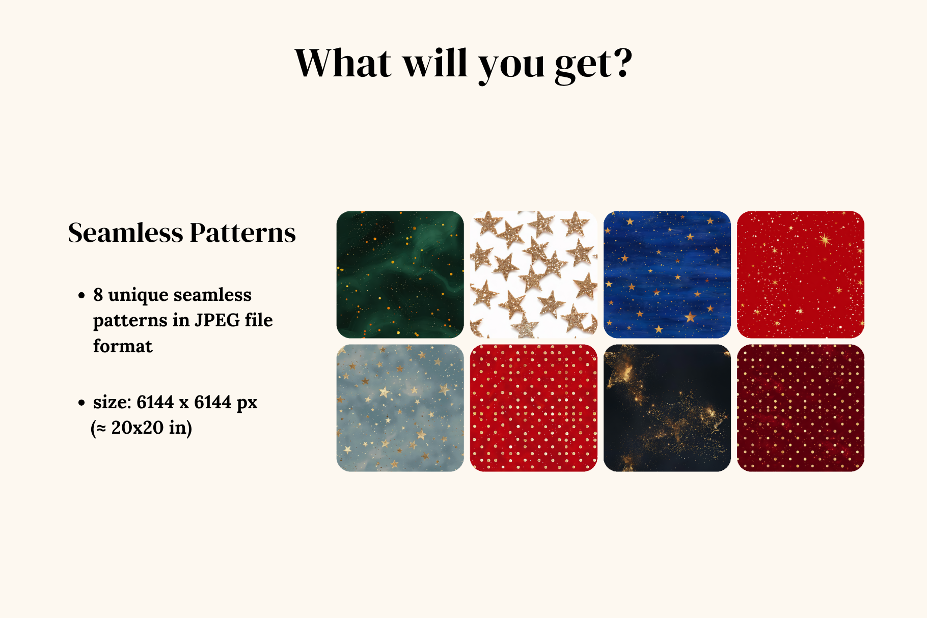 Christmas Abstract Patterns, part 2: A curated collection of 8 original Christmas stars and dots seamless patterns. - image 2
