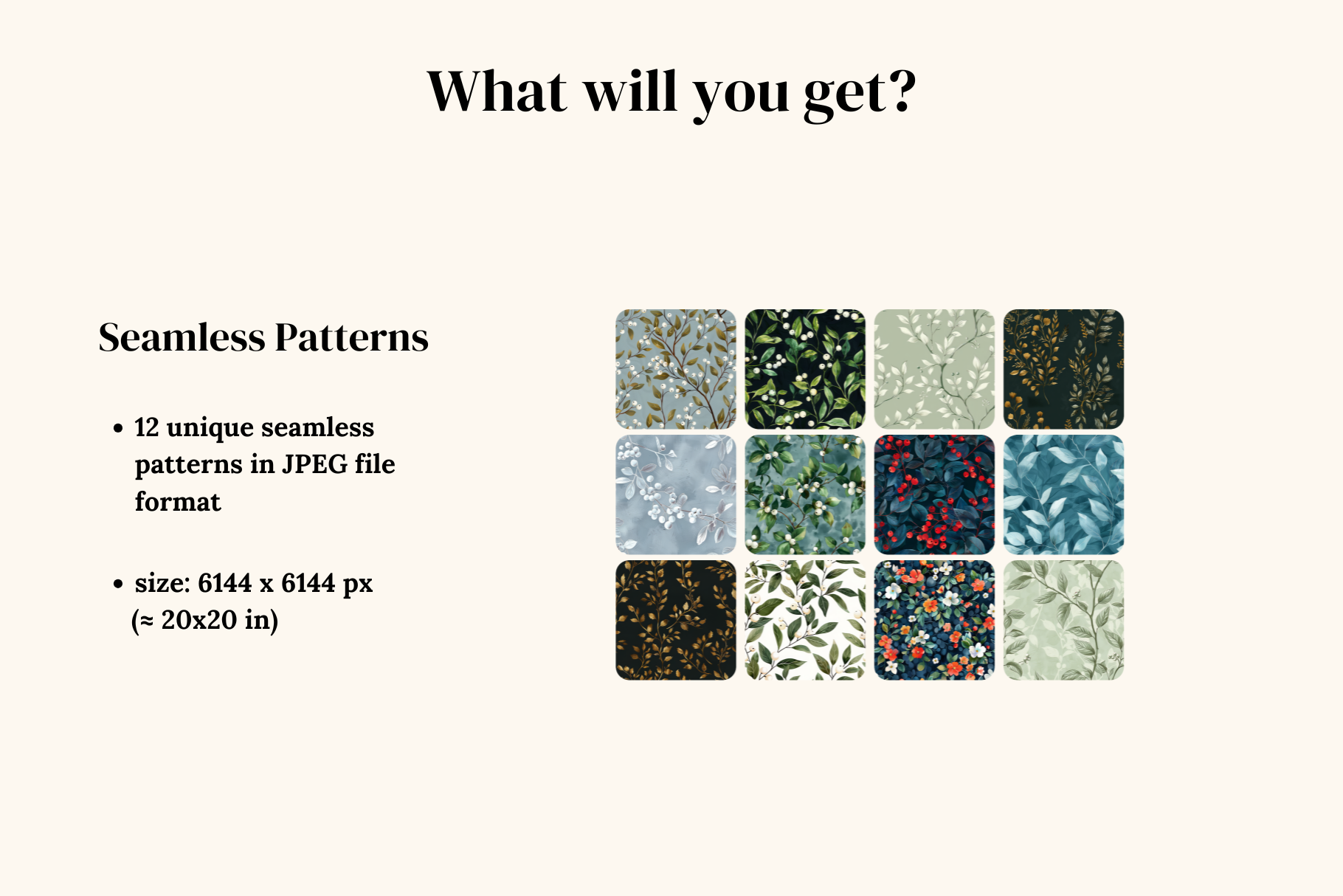 Winter Botanical Patterns: A curated collection of 12 original winter botanical seamless patterns. - image 2
