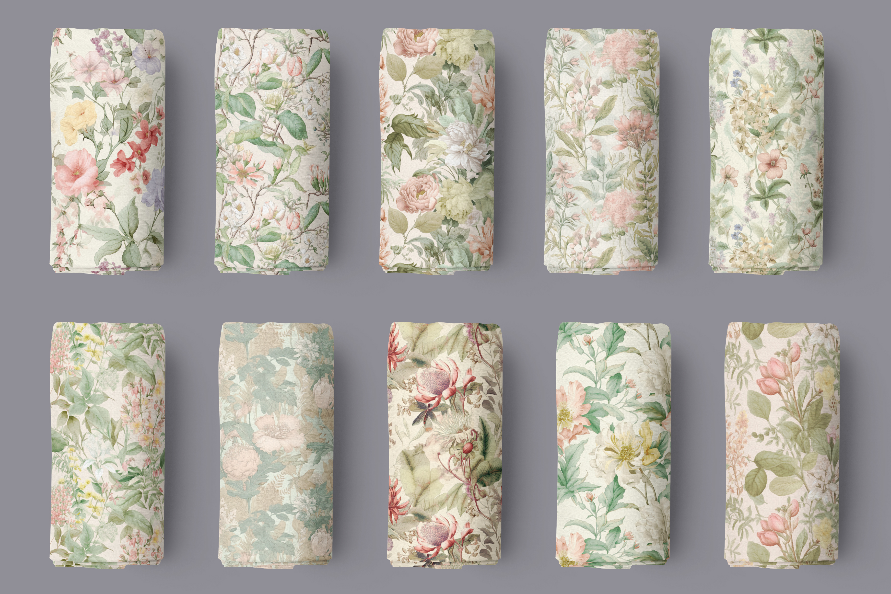 Vintage French Botanical Patterns: A curated collection of 10 original vintage french botanical seamless patterns. - image 10