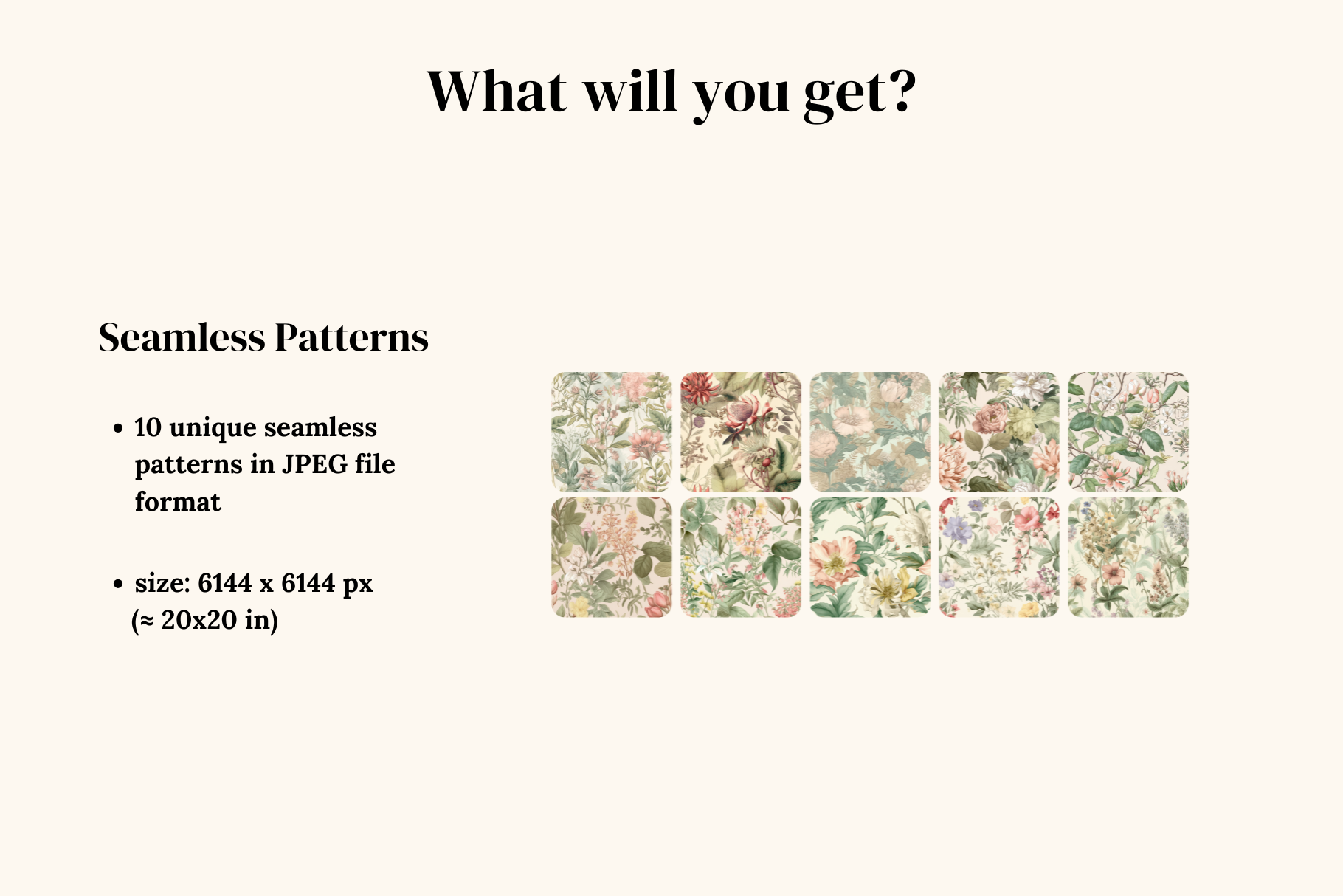 Vintage French Botanical Patterns: A curated collection of 10 original vintage french botanical seamless patterns. - image 2