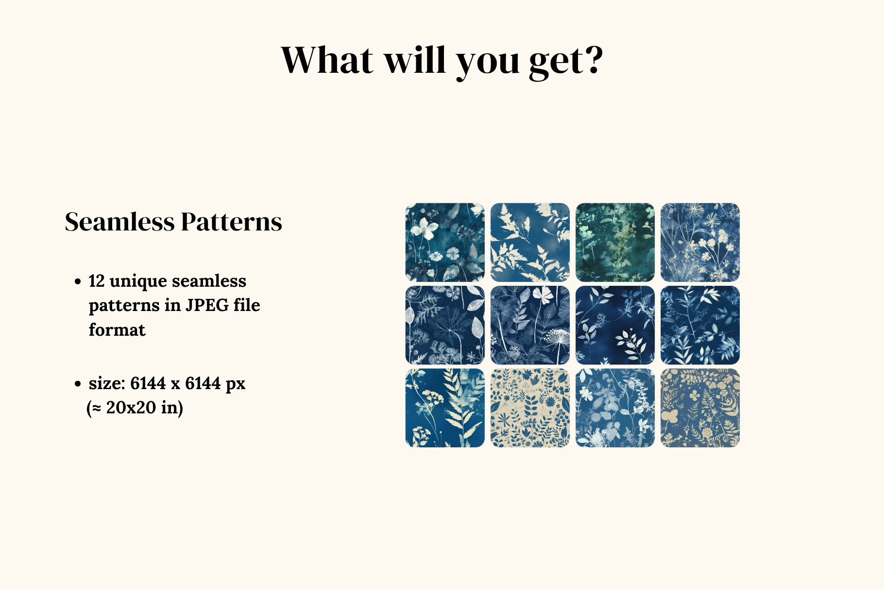 Cyanotype Botanical Patterns, part 2: A curated collection of 12 original cyanotype botanical seamless patterns. - image 2