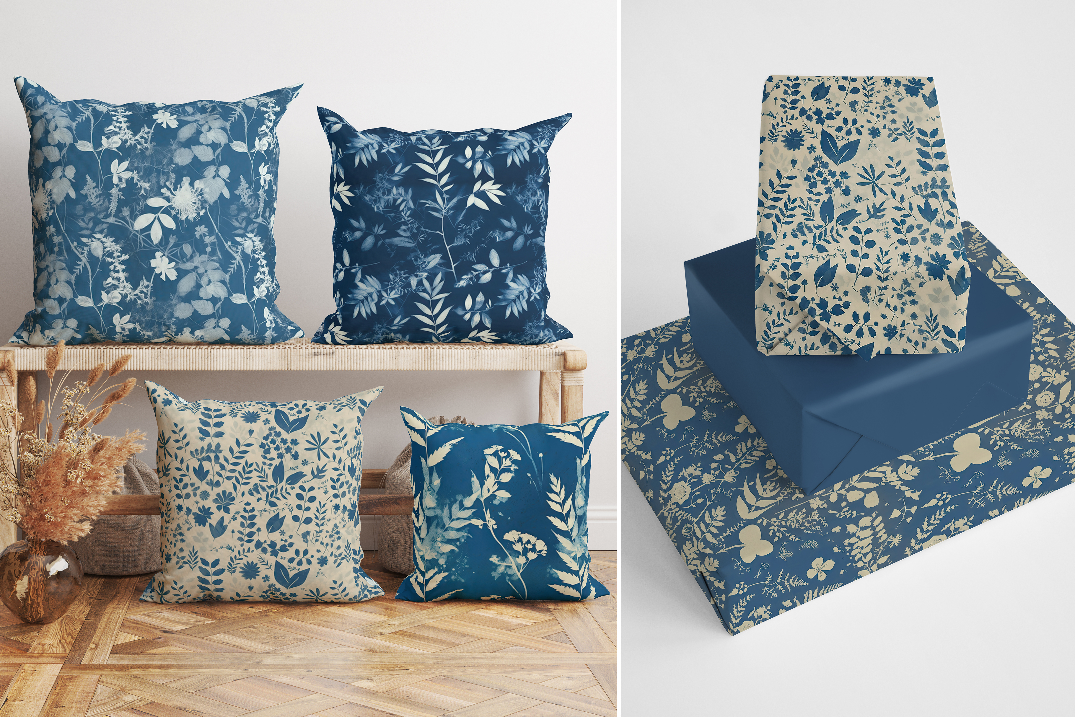 Cyanotype Botanical Patterns, part 2: A curated collection of 12 original cyanotype botanical seamless patterns. - image 5