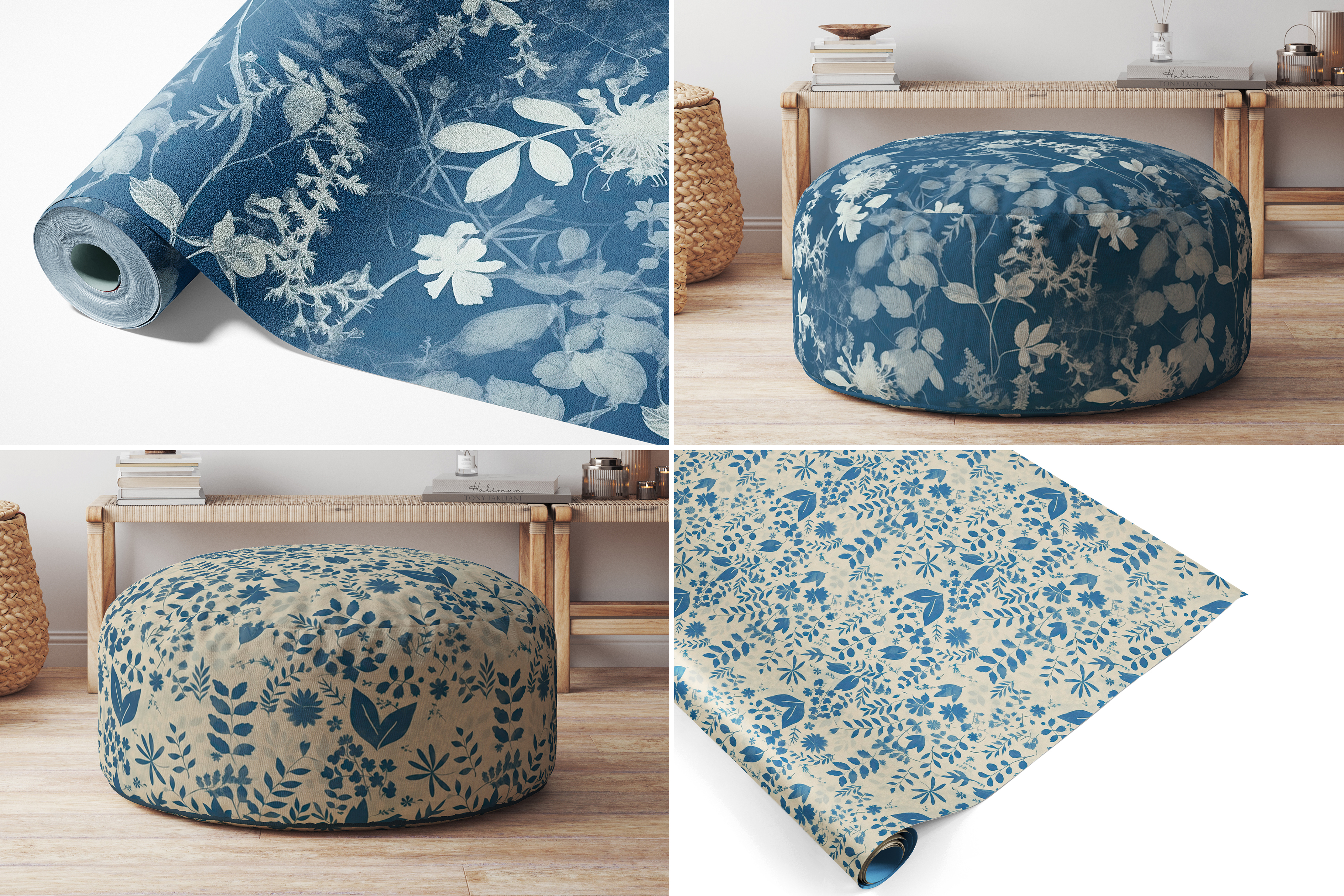 Cyanotype Botanical Patterns, part 2: A curated collection of 12 original cyanotype botanical seamless patterns. - image 6