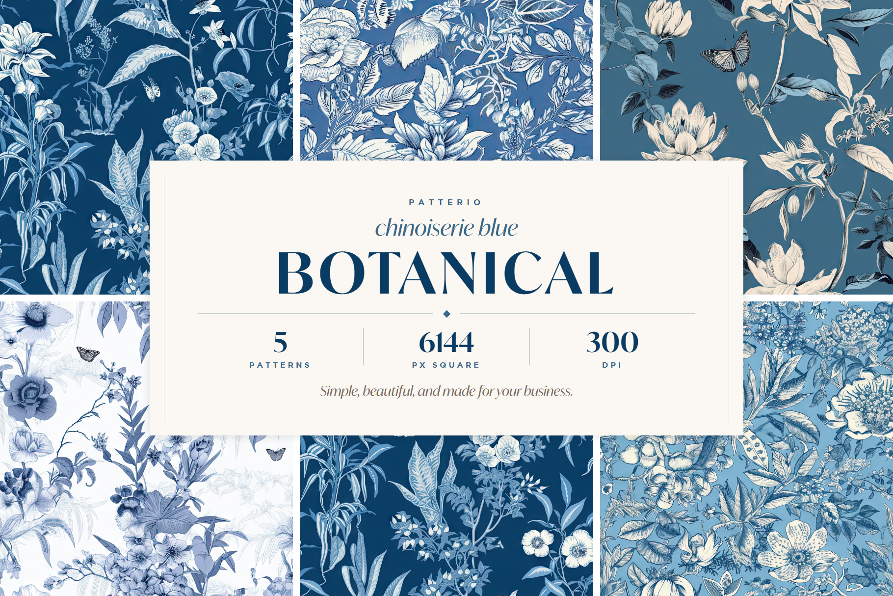 Chinoiserie Blue Botanical Patterns