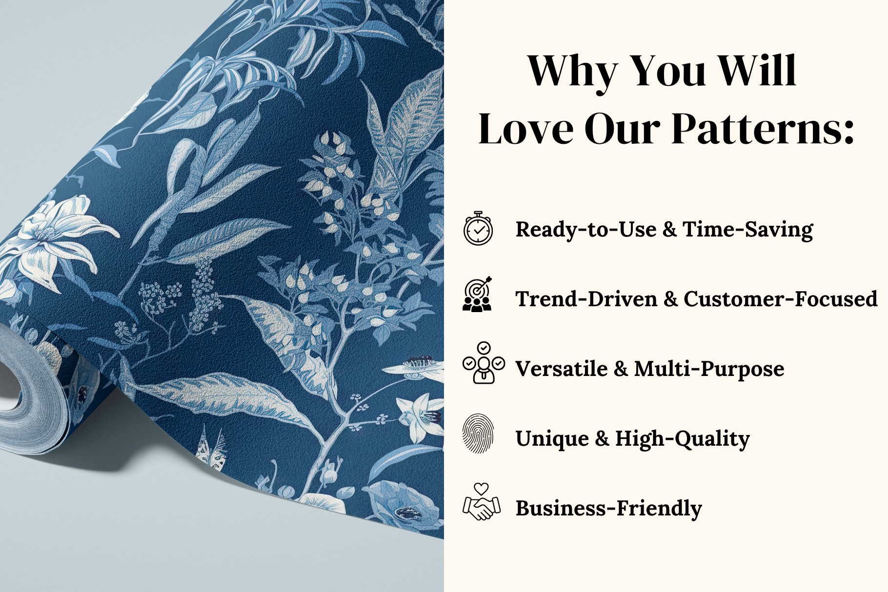 Chinoiserie Blue Botanical Patterns: A curated collection of 5 original chinoiserie blue botanical seamless patterns. - image 4
