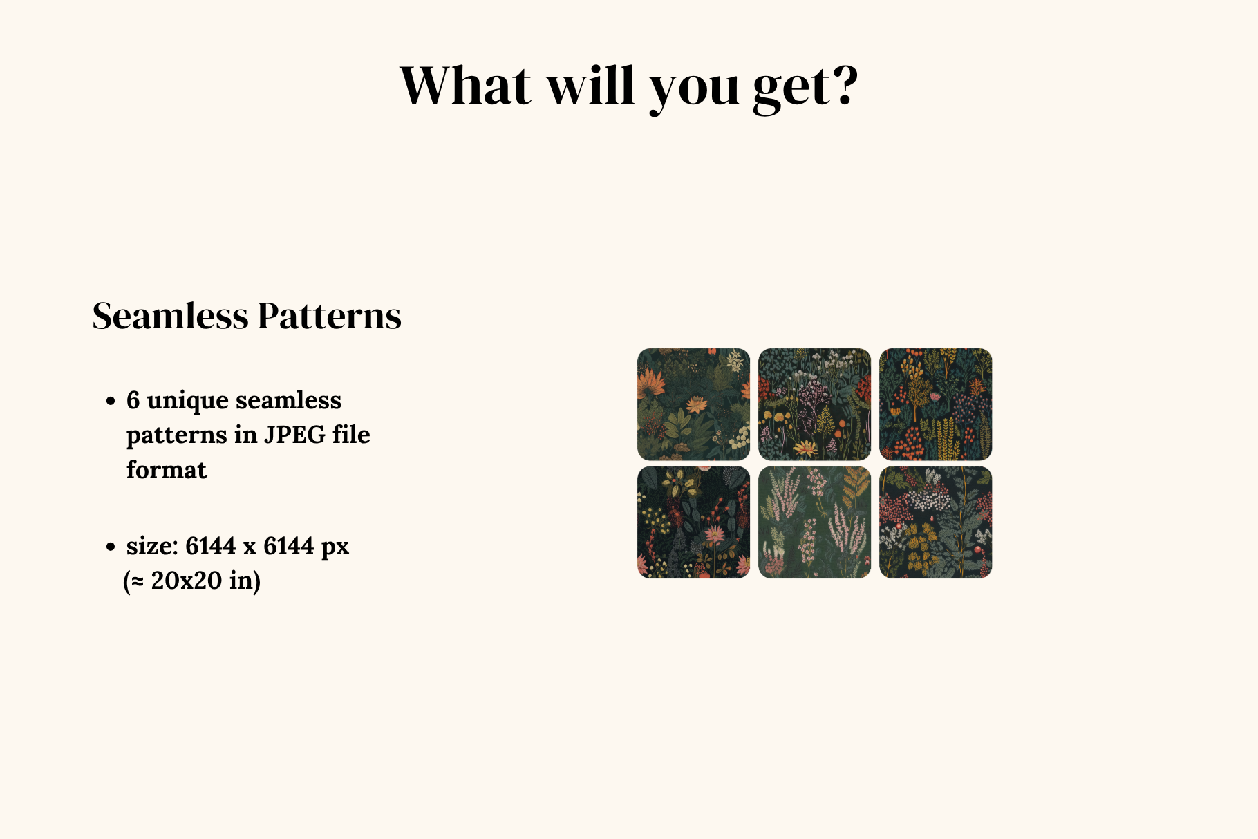 Dark Whimsical Forest Patterns: A curated collection of 6 original dark whimsical forest seamless patterns. - image 2