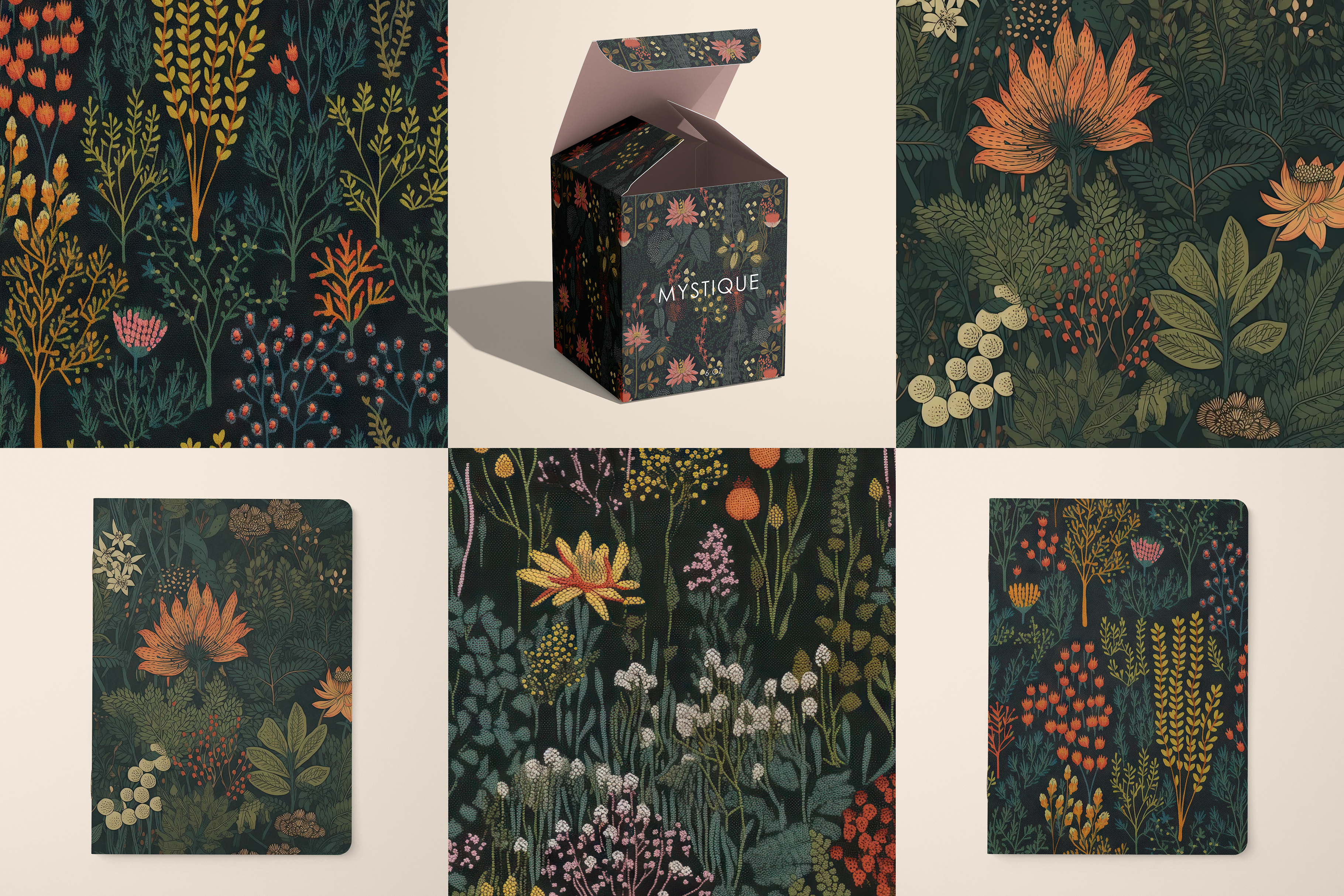 Dark Whimsical Forest Patterns: A curated collection of 6 original dark whimsical forest seamless patterns. - image 9