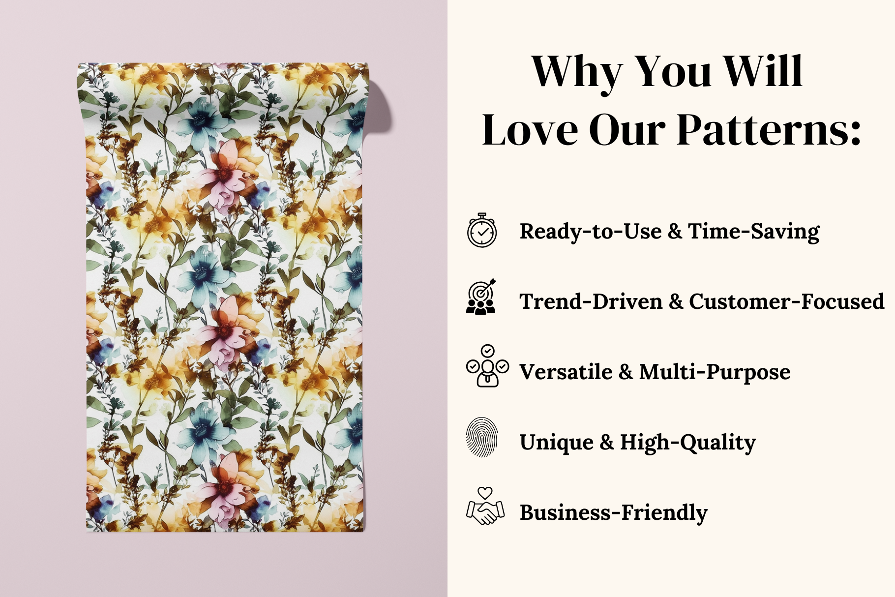 Ink Floral Patterns: A curated collection of 8 original ink floral seamless patterns. - image 4