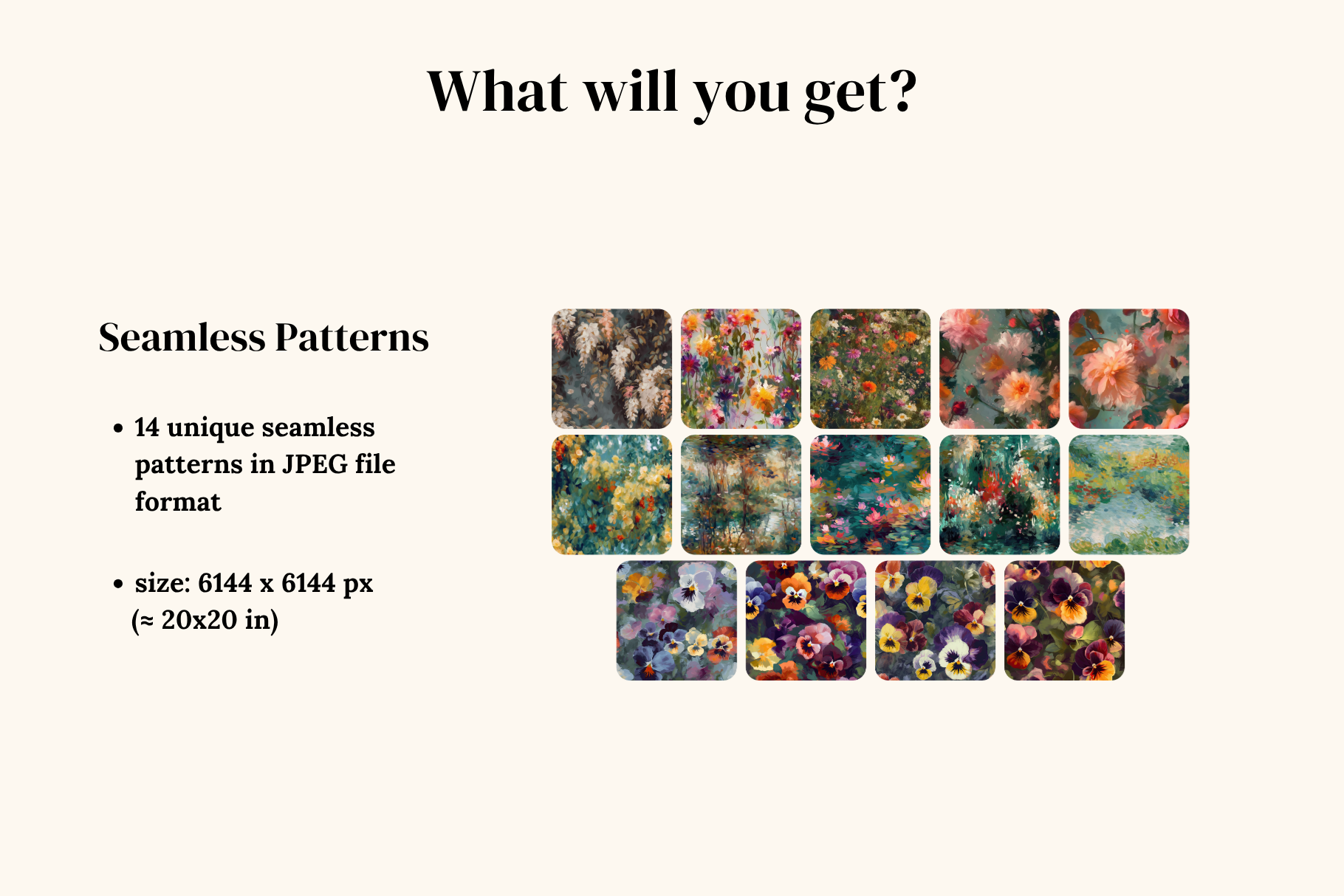 Impressionist Floral Patterns: A curated collection of 14 original impressionist floral seamless patterns. - image 2