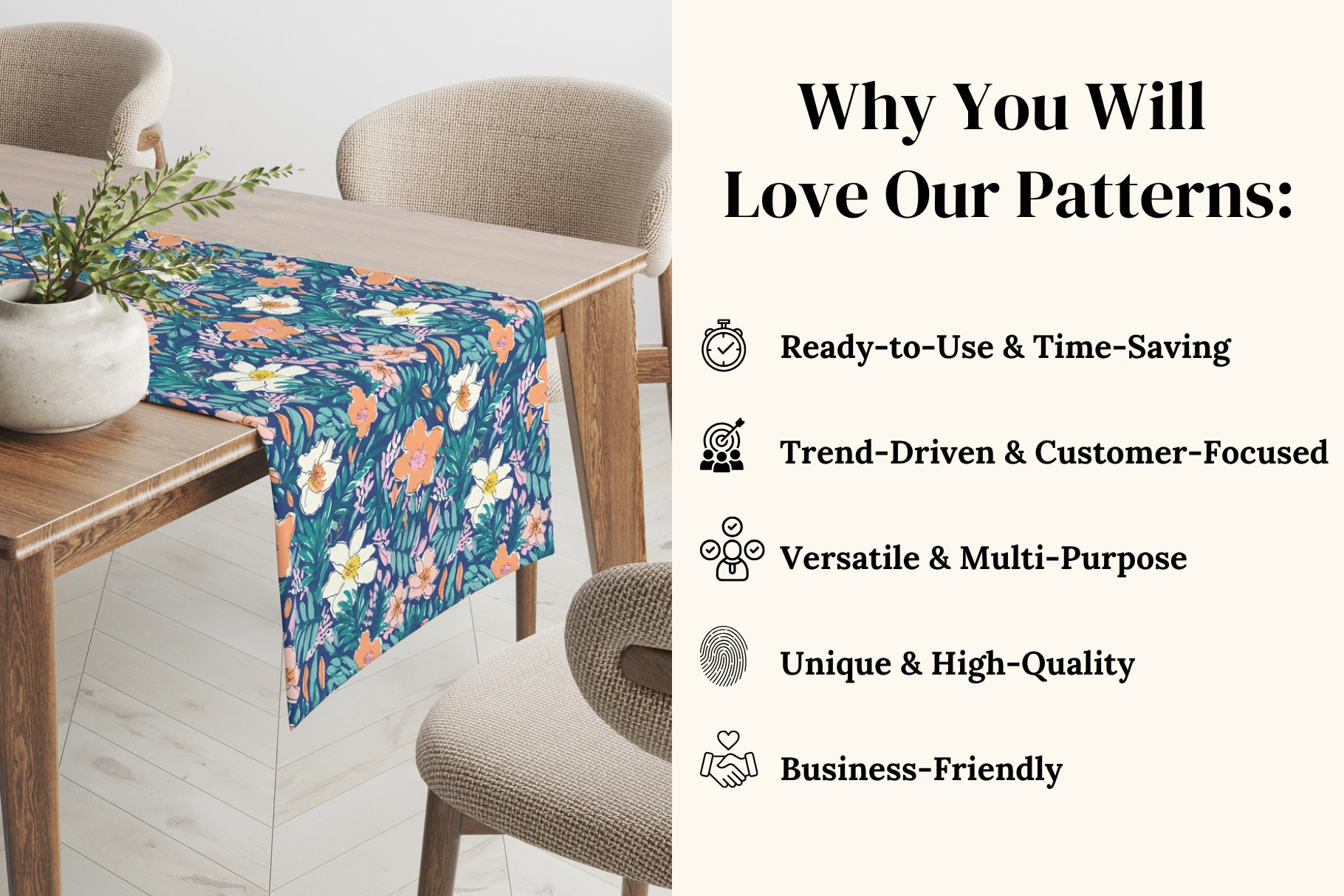 Navy Summer Flowers Patterns: A curated collection of 6 original navy summer floral seamless patterns. - image 4