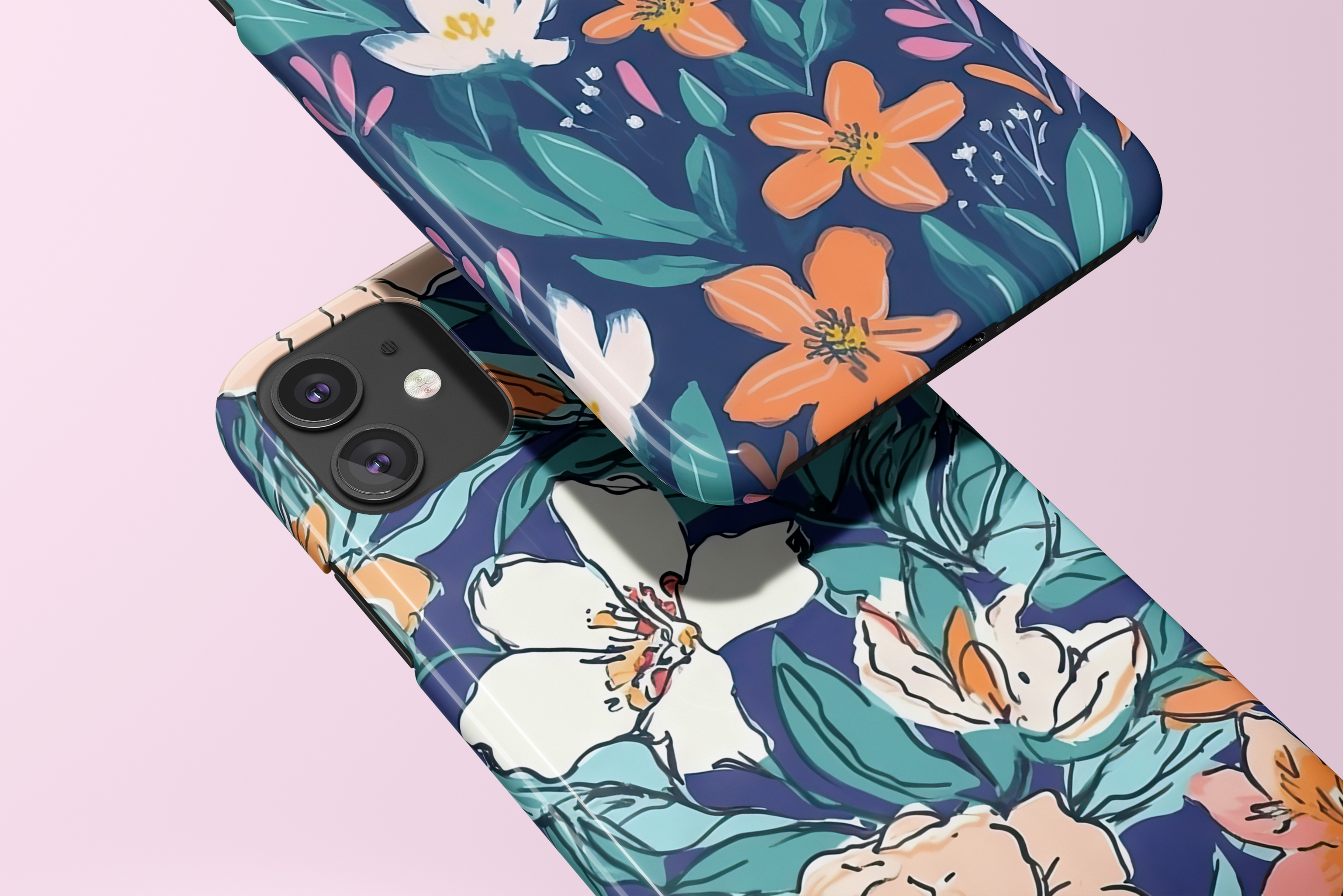 Navy Summer Flowers Patterns: A curated collection of 6 original navy summer floral seamless patterns. - image 6