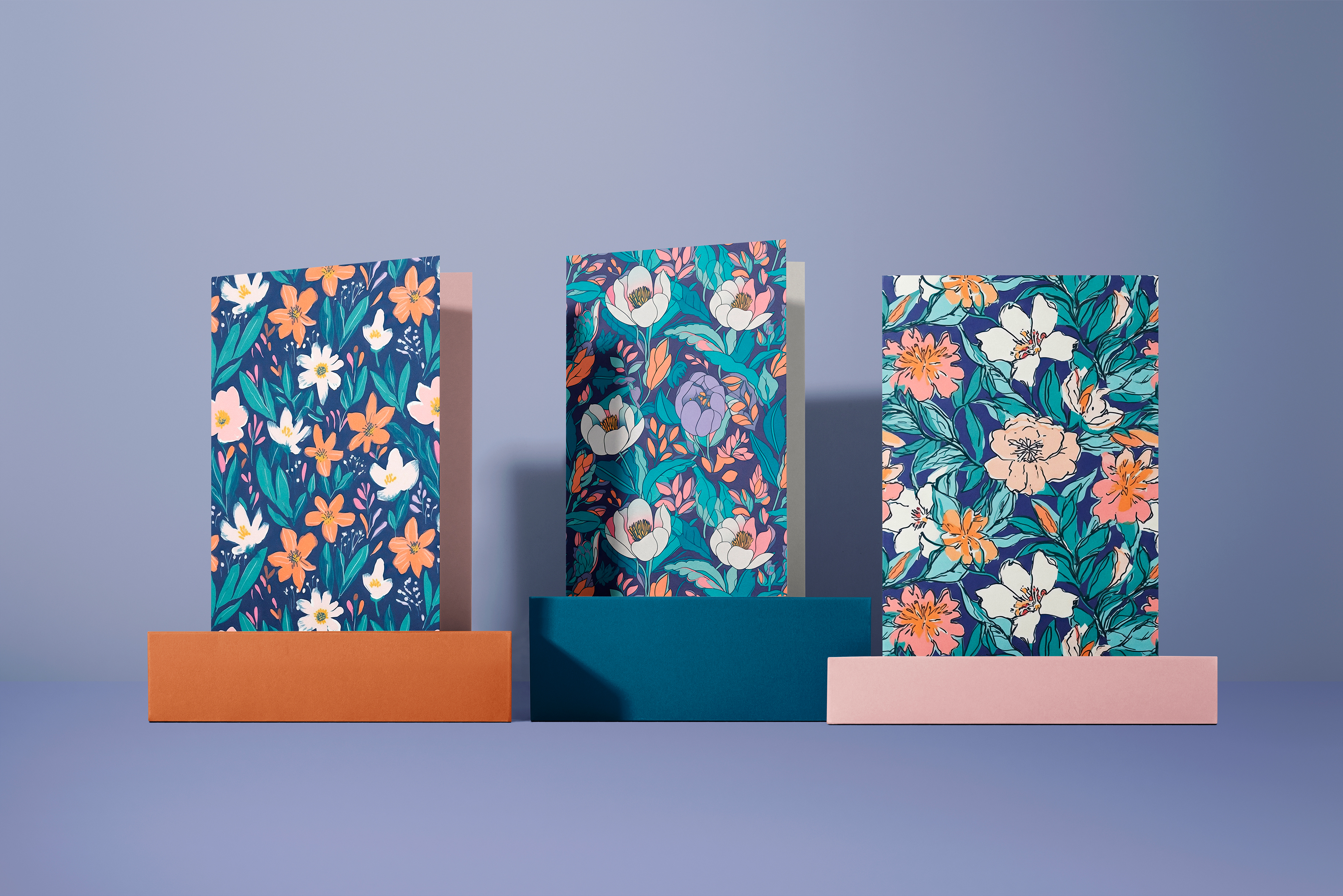 Navy Summer Flowers Patterns: A curated collection of 6 original navy summer floral seamless patterns. - image 7