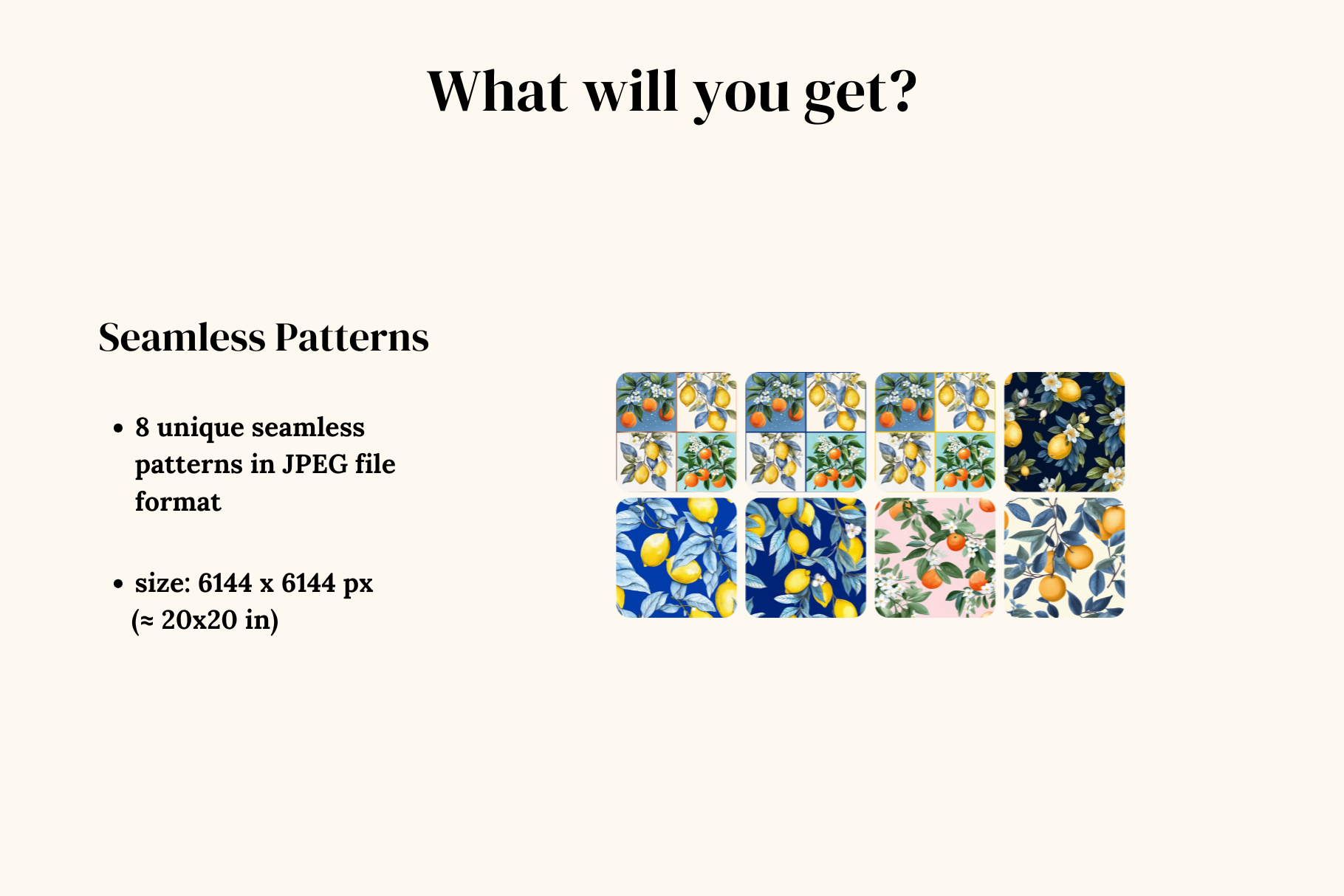 Lemons and Oranges Patterns: A curated collection of 8 original lemon and orange seamless patterns. - image 2