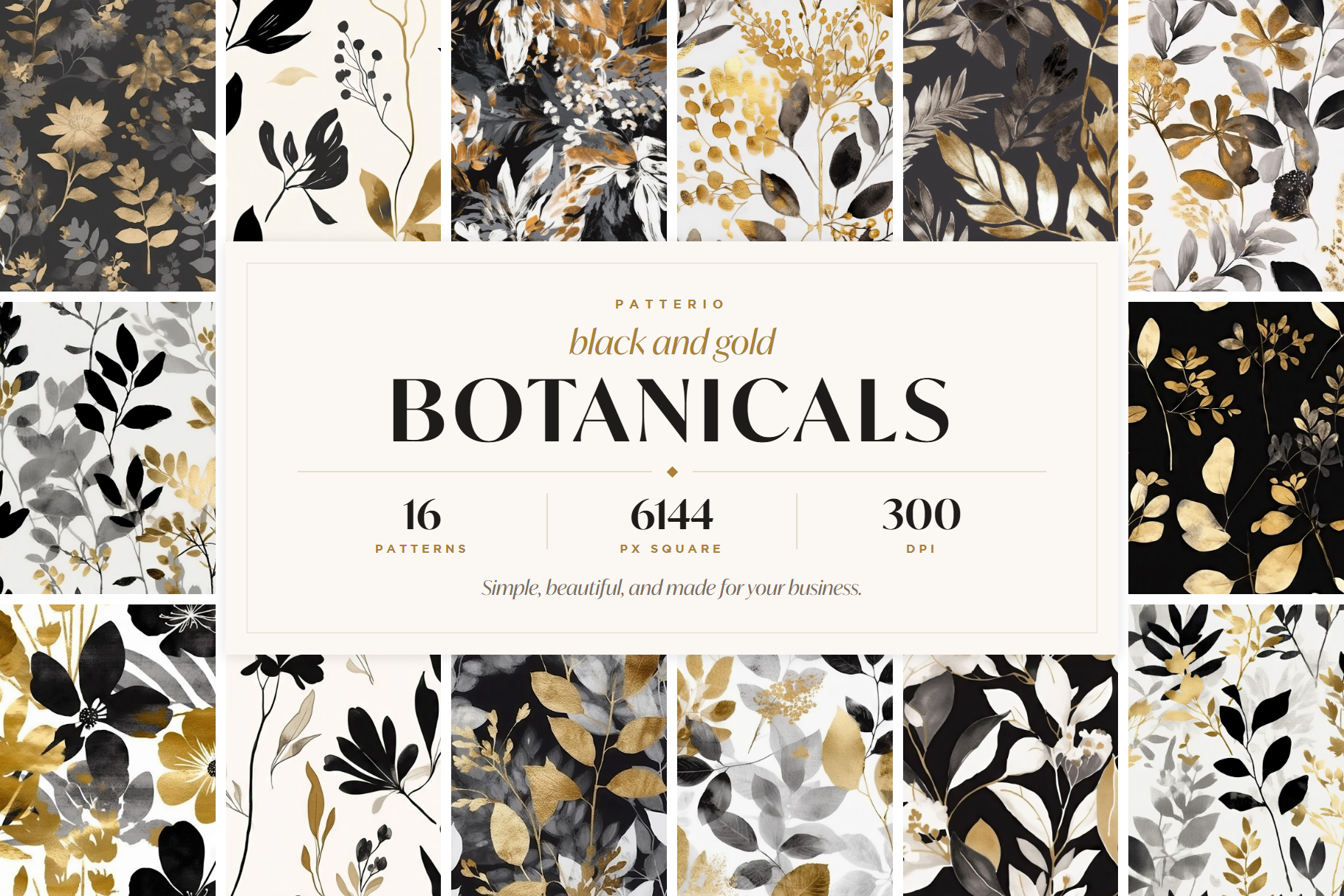 Black and Gold Botanical Patterns