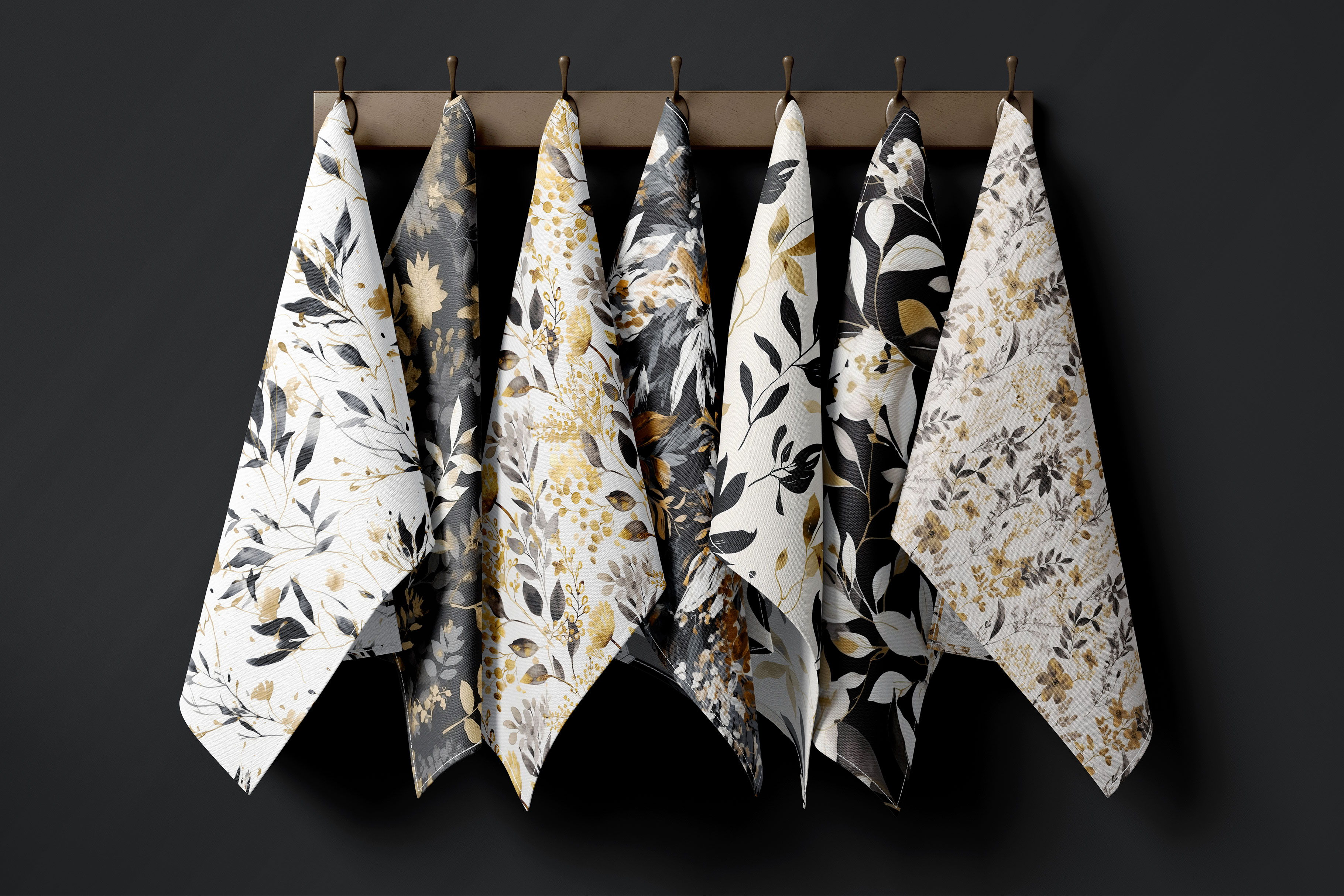 Black and Gold Botanical Patterns: A curated collection of 16 original black and gold botanical seamless patterns. - image 7