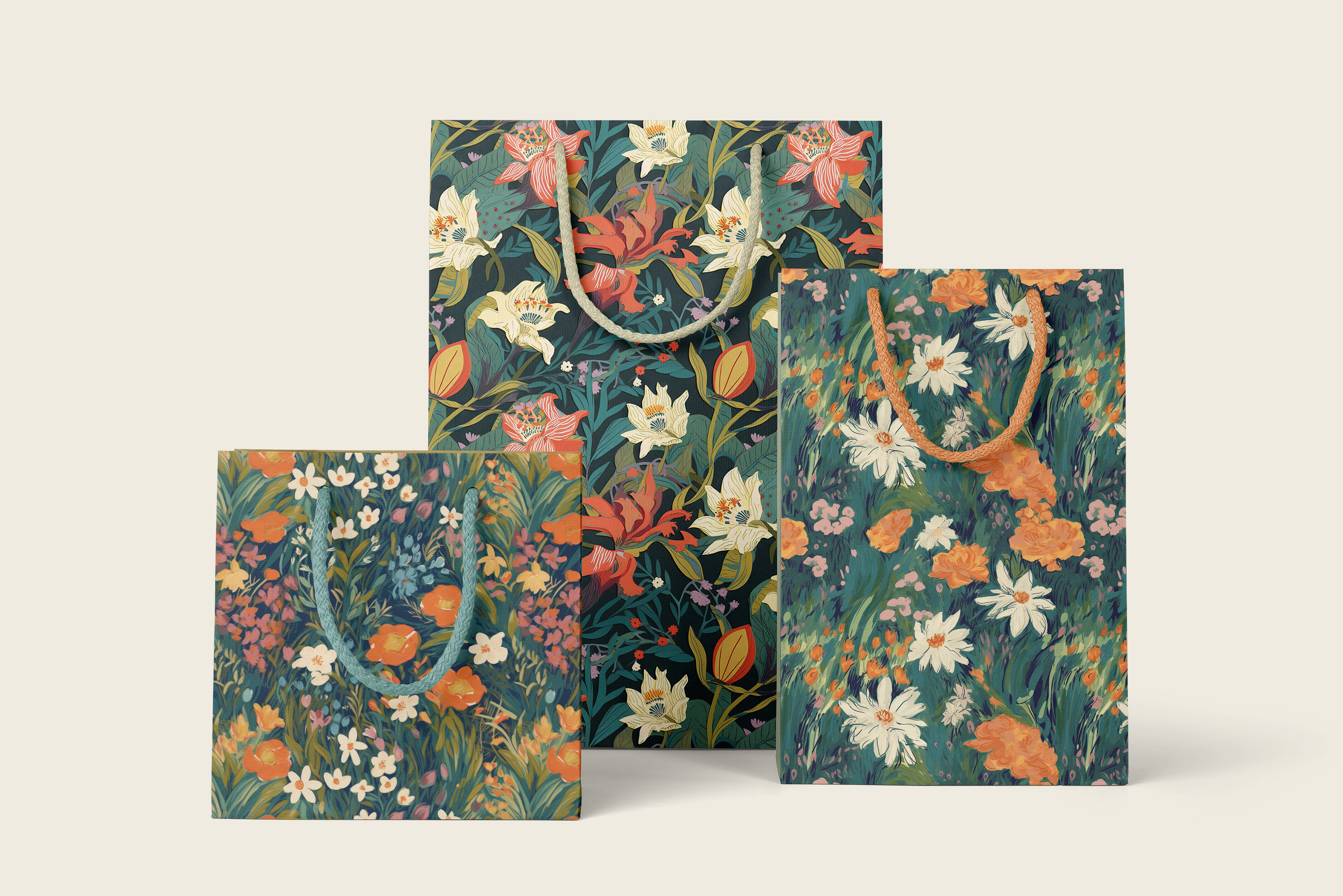 Painterly Teal Wildflower Patterns: A curated collection of 6 original painterly teal wildflower seamless patterns. - image 7