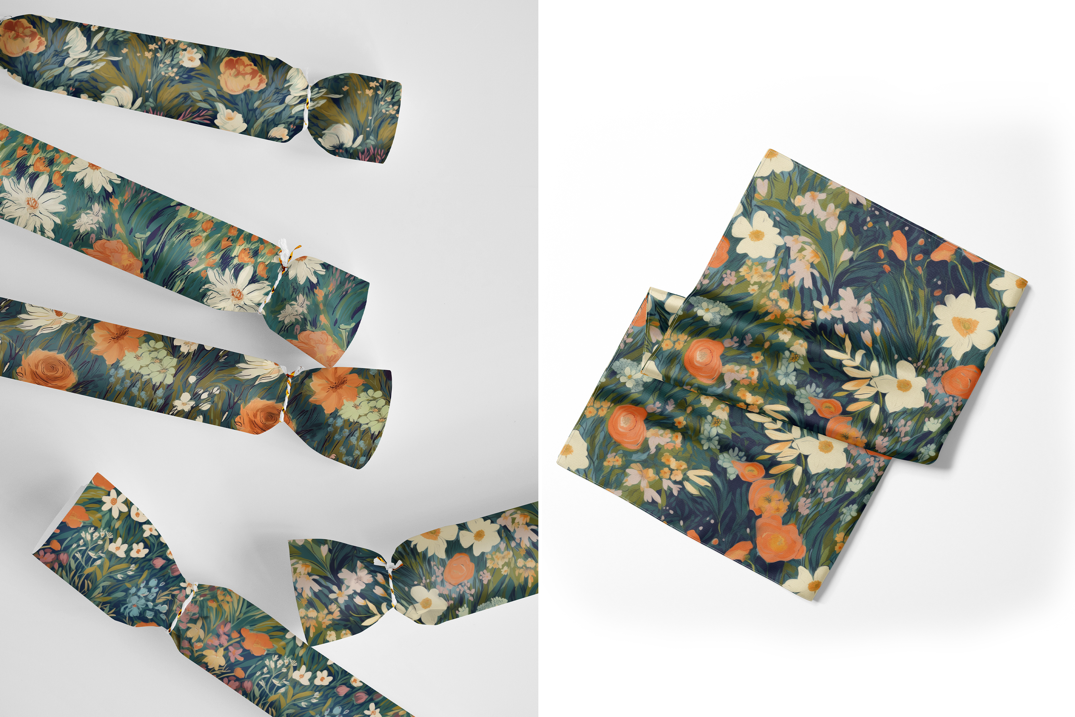 Painterly Teal Wildflower Patterns: A curated collection of 6 original painterly teal wildflower seamless patterns. - image 9