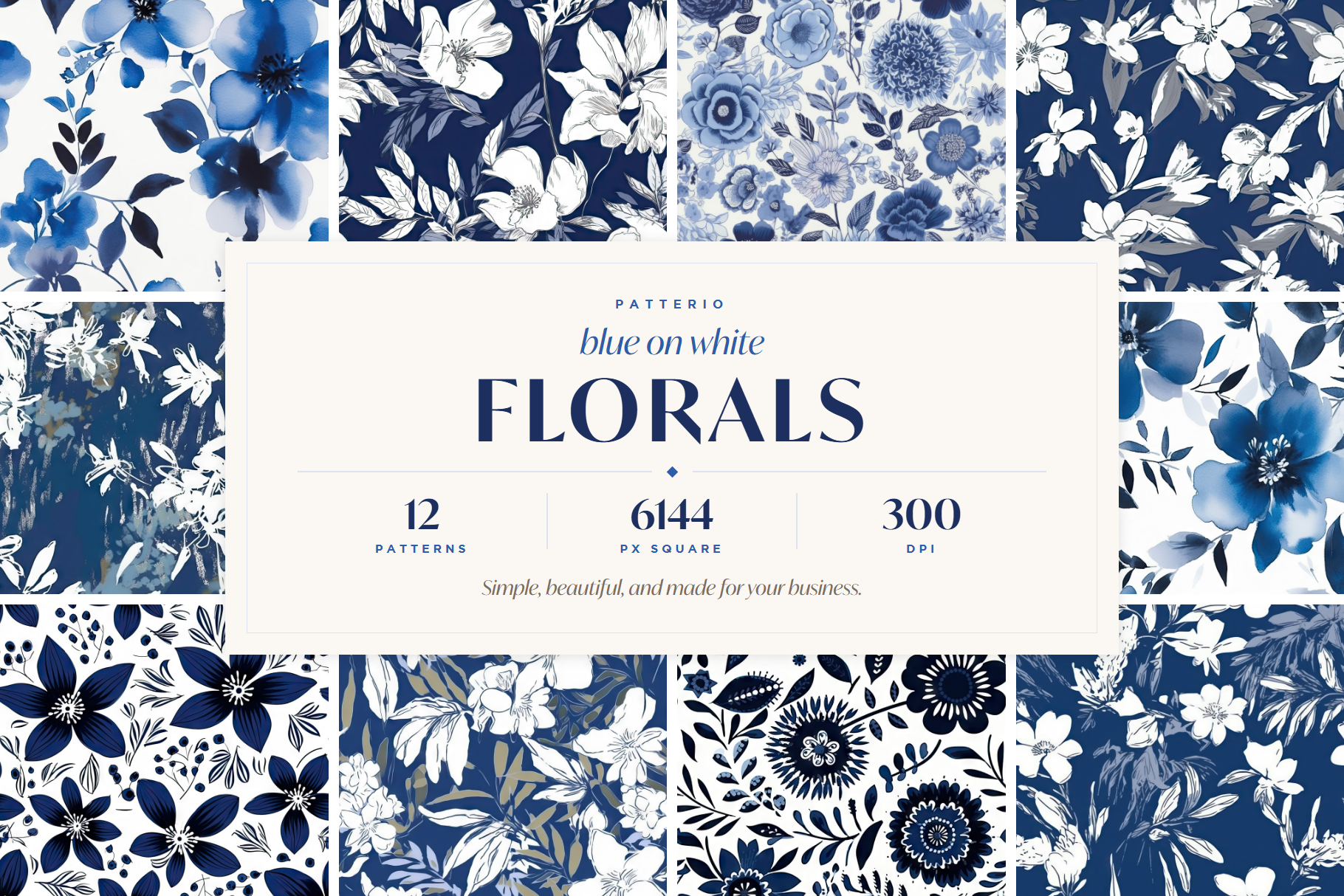 Blue on White Floral Patterns