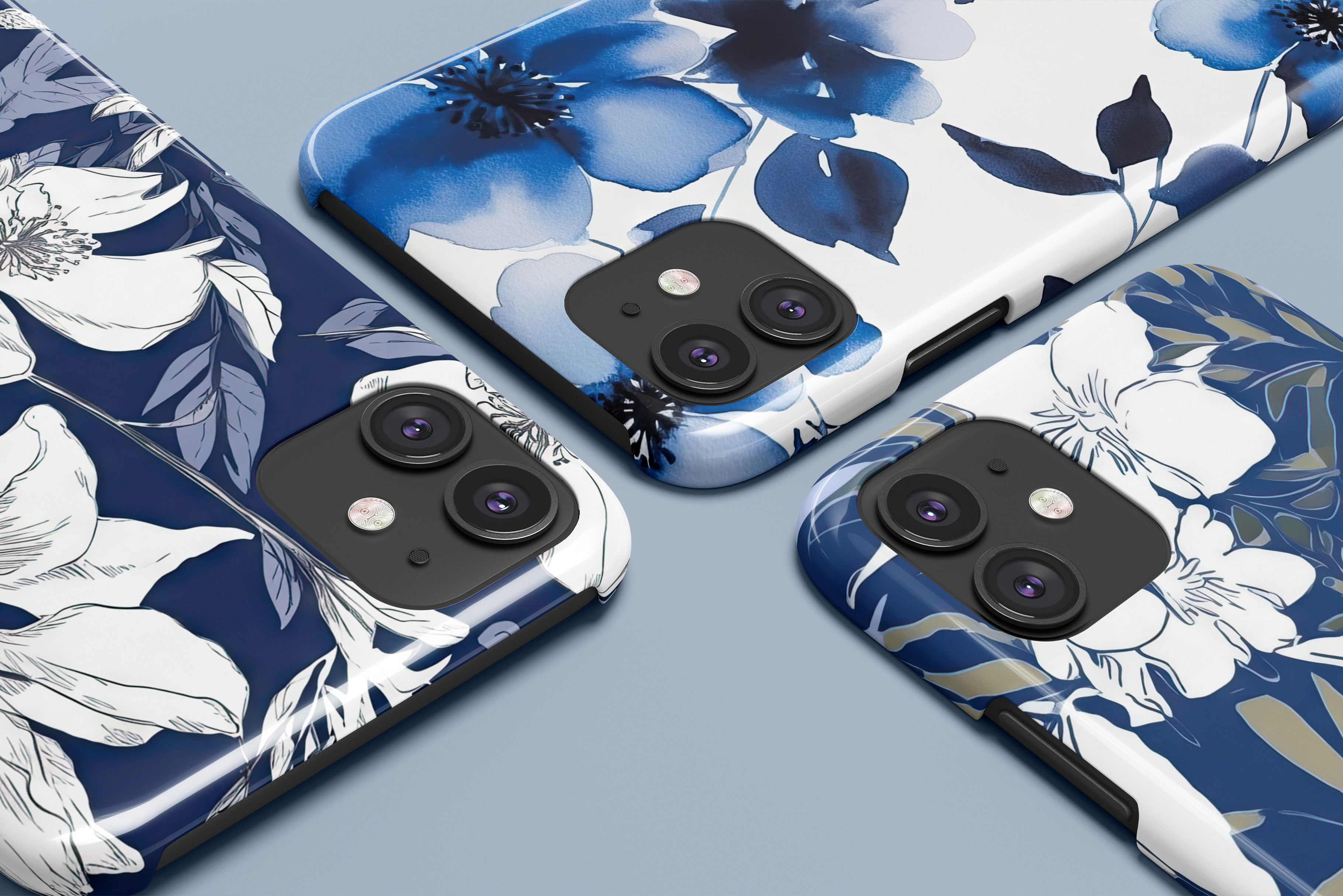 Blue on White Floral Patterns: A curated collection of 12 original blue and white floral seamless patterns. - image 6
