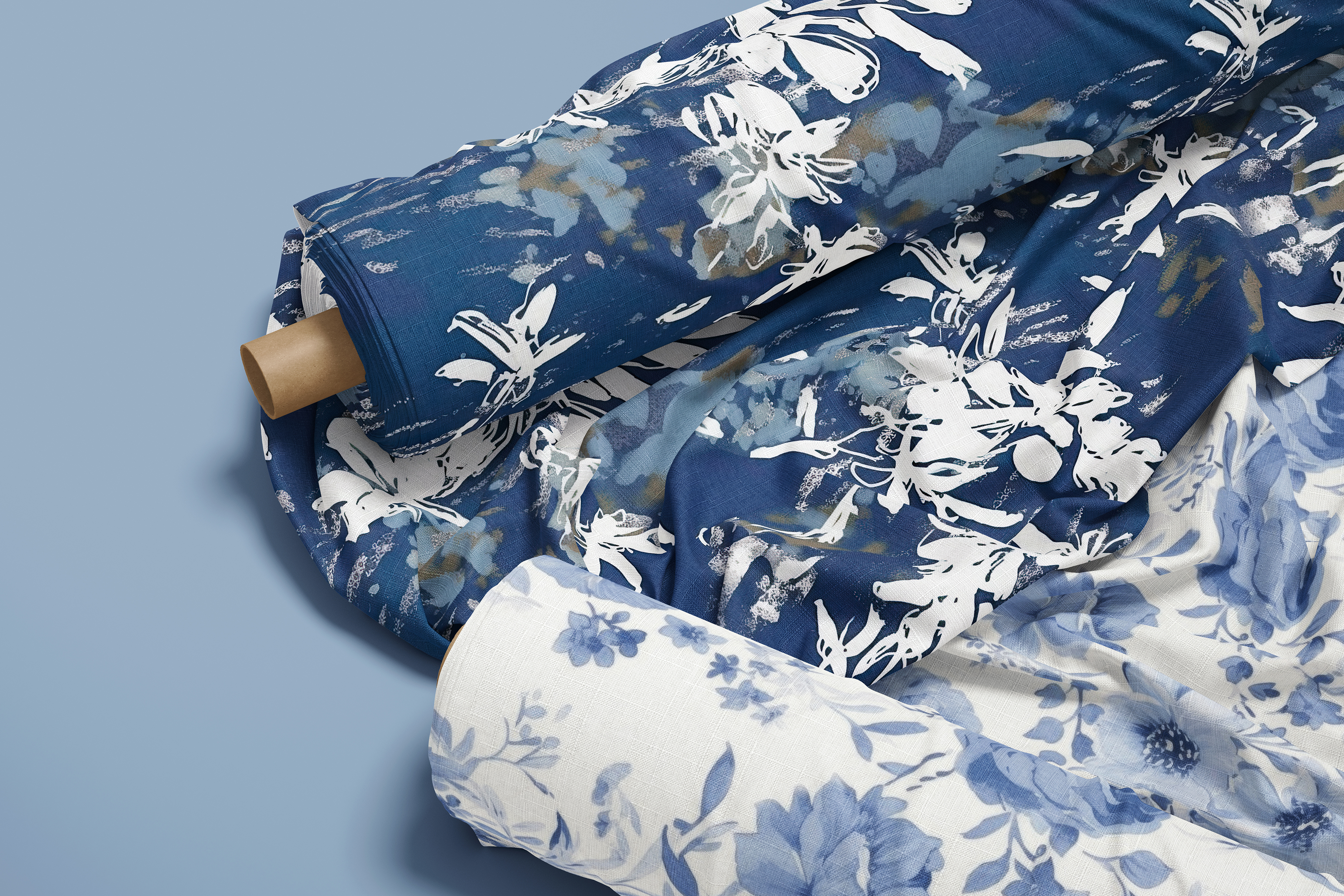 Blue on White Floral Patterns: A curated collection of 12 original blue and white floral seamless patterns. - image 7