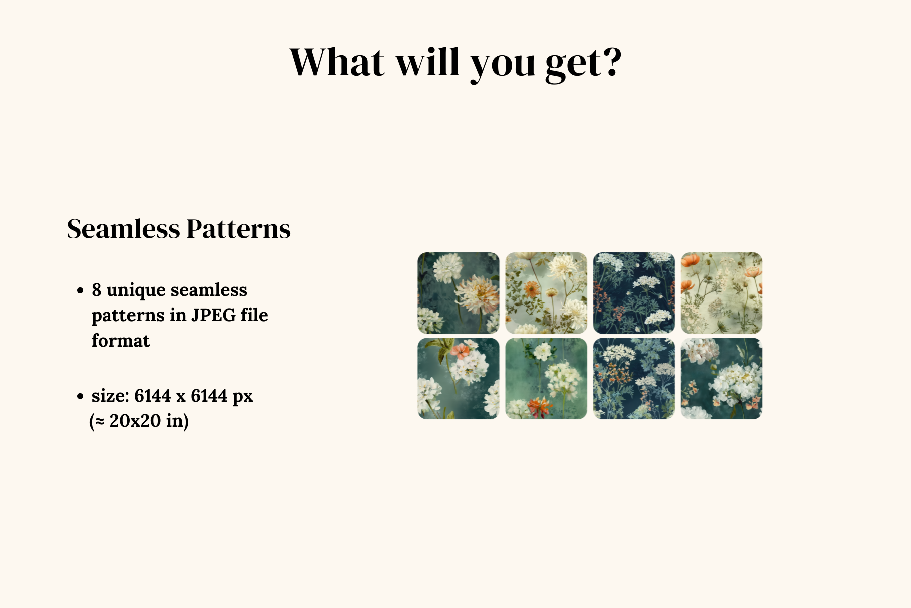 Queen Anne's Lace Floral Patterns: A curated collection of 8 original painterly wildflower seamless patterns. - image 2