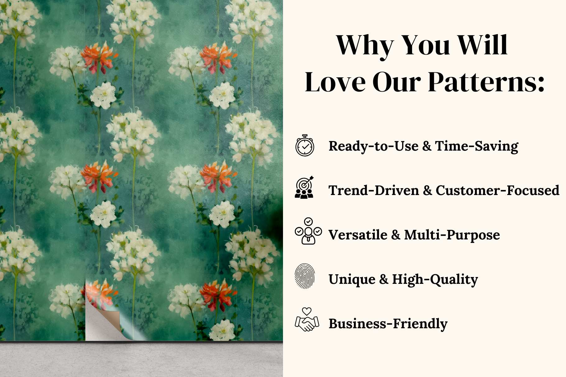 Queen Anne's Lace Floral Patterns: A curated collection of 8 original painterly wildflower seamless patterns. - image 4