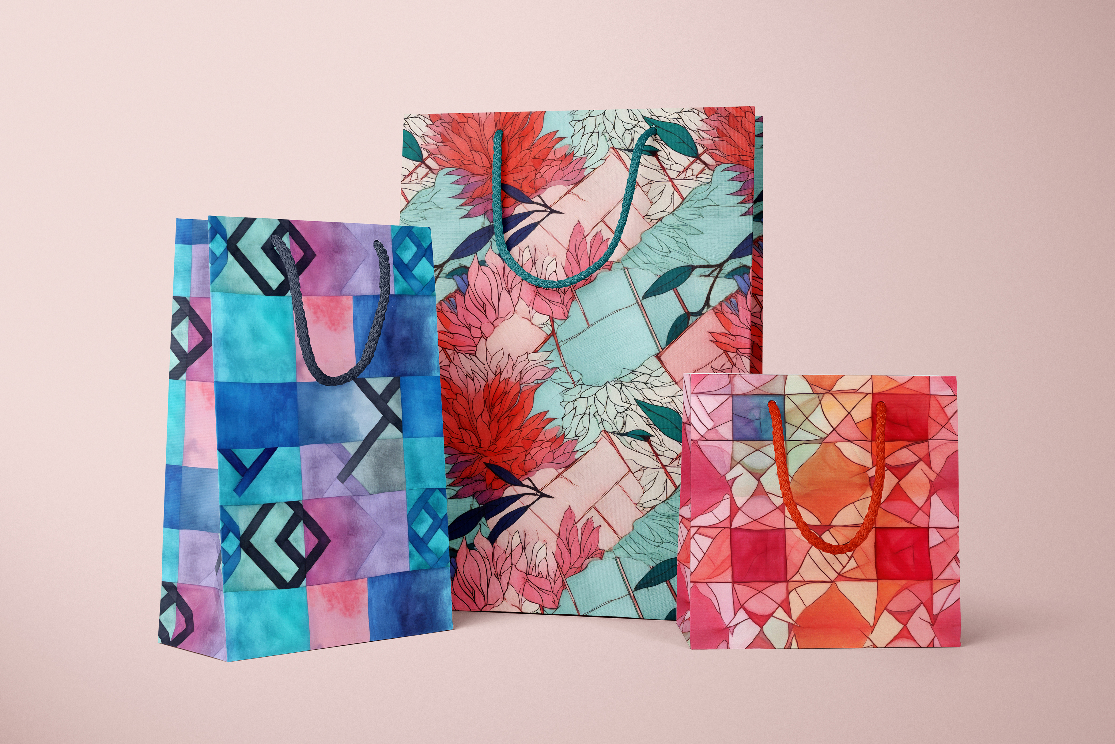 Korean Patchwork Floral Patterns: A curated collection of 11 original korean patchwork floral seamless patterns. - image 6