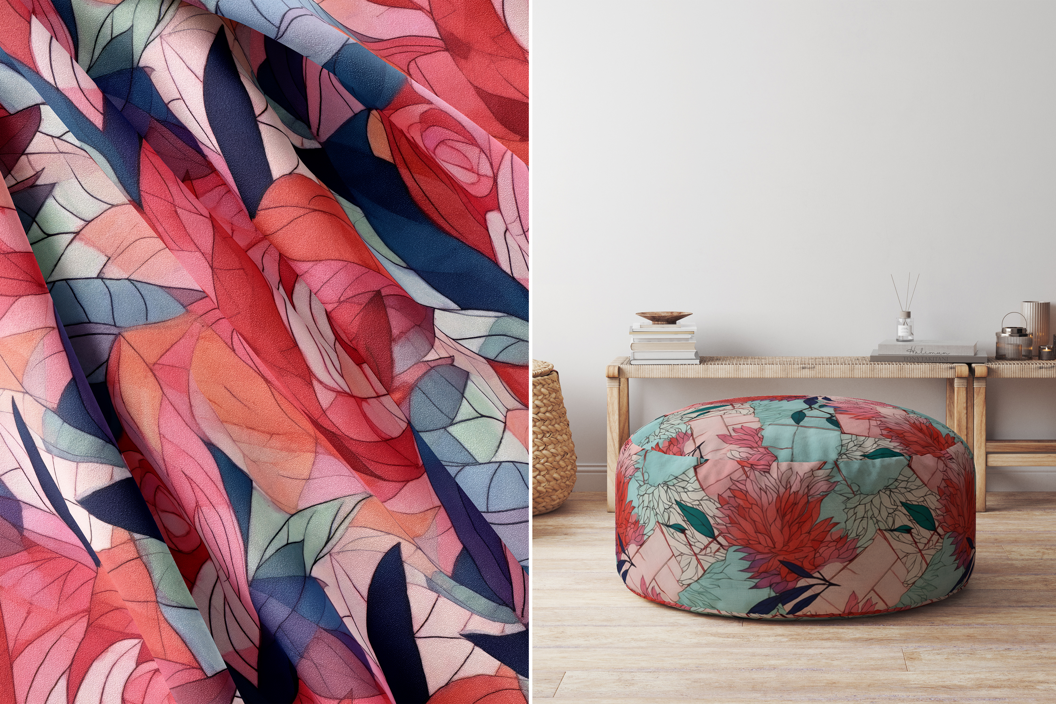 Korean Patchwork Floral Patterns: A curated collection of 11 original korean patchwork floral seamless patterns. - image 8
