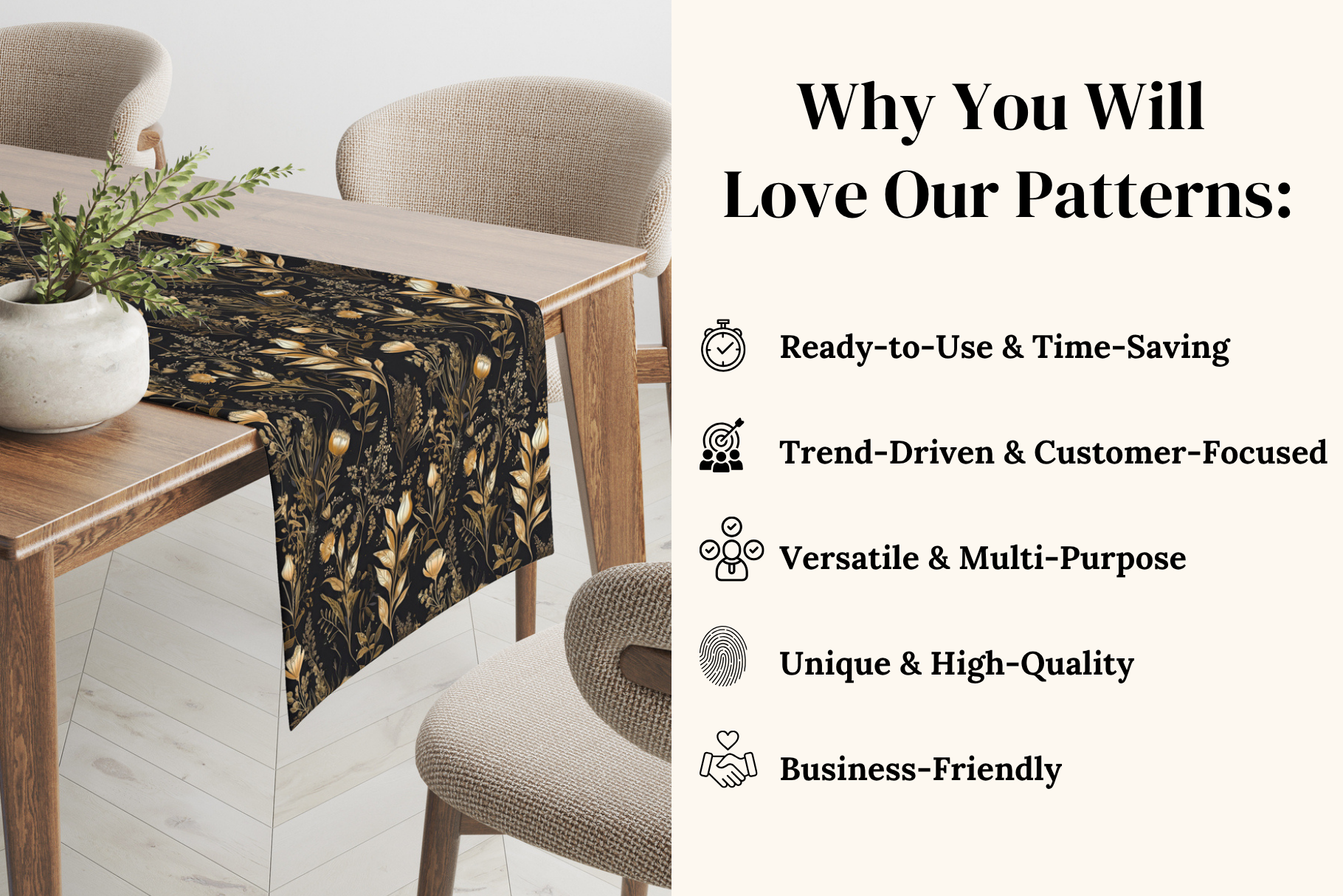 Golden Dark Botanical Patterns: A curated collection of 10 original golden dark botanical seamless patterns. - image 4