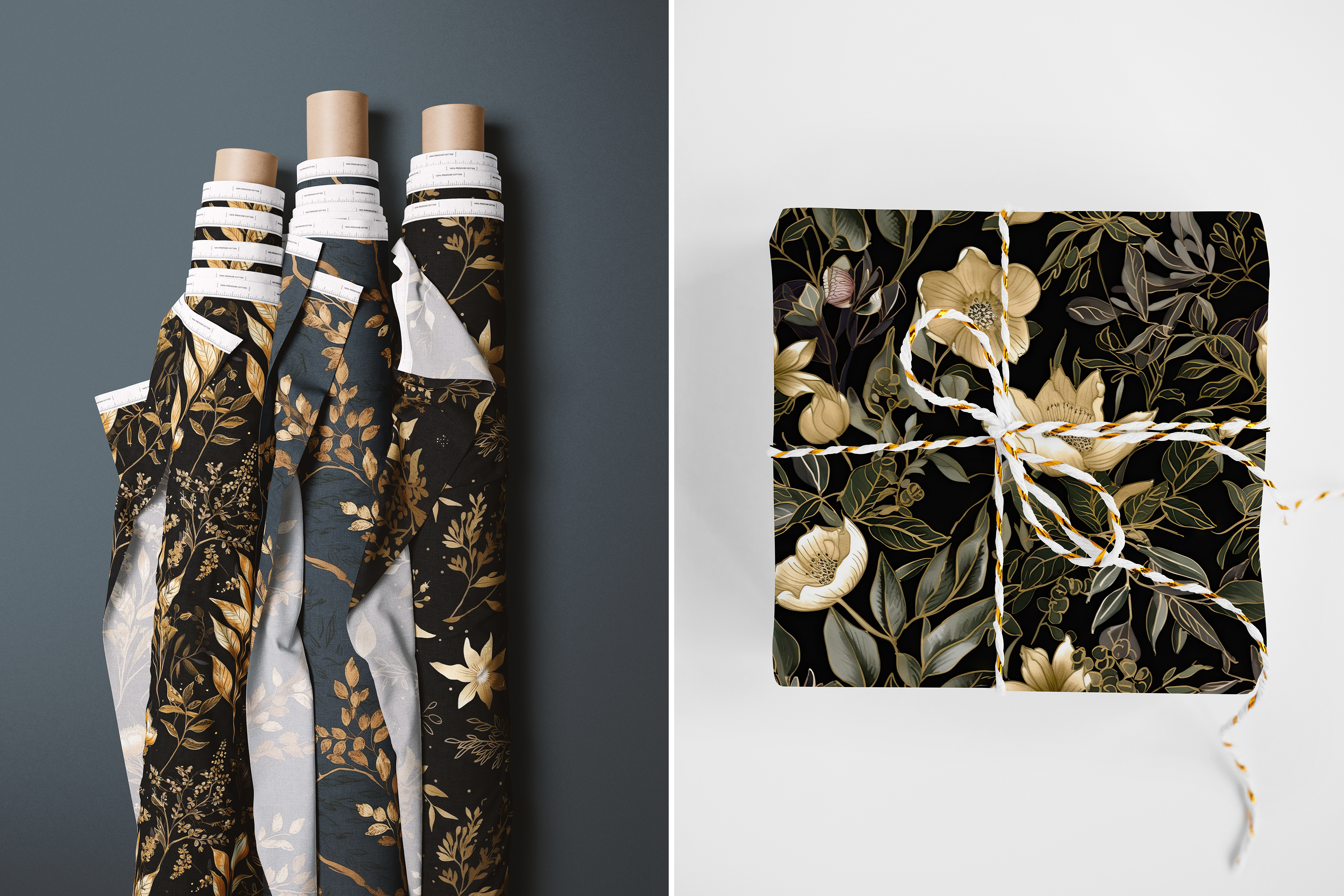 Golden Dark Botanical Patterns: A curated collection of 10 original golden dark botanical seamless patterns. - image 5