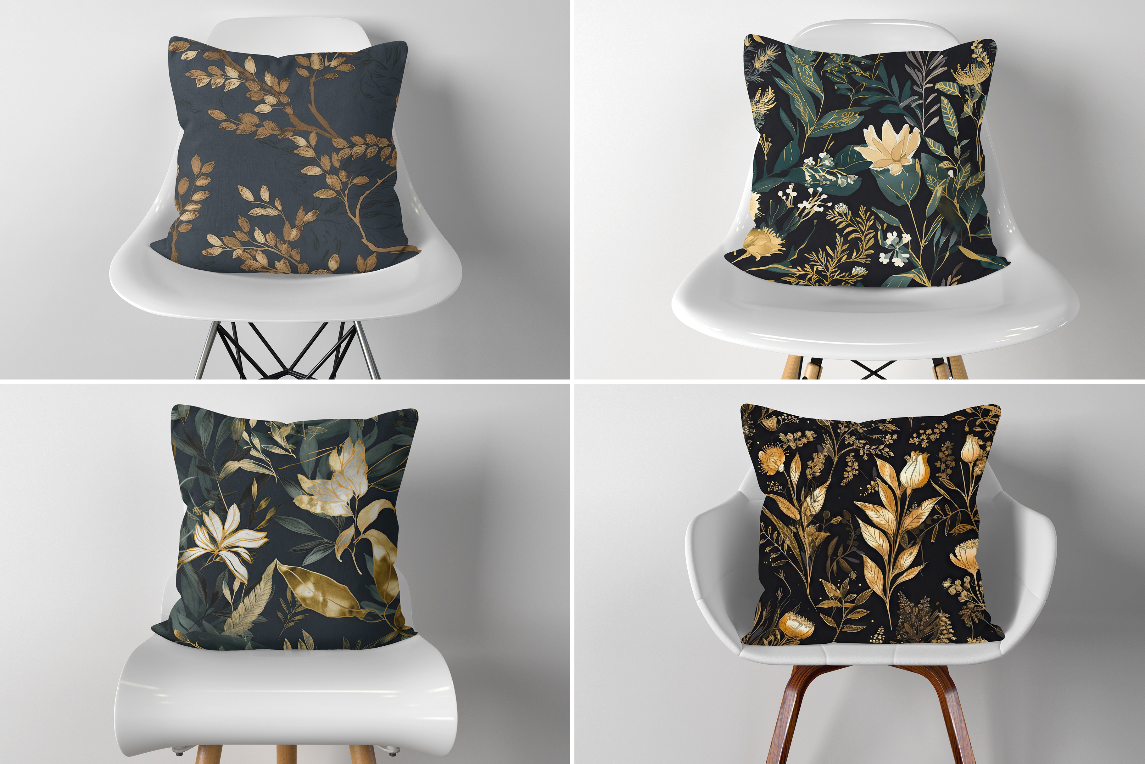 Golden Dark Botanical Patterns: A curated collection of 10 original golden dark botanical seamless patterns. - image 6