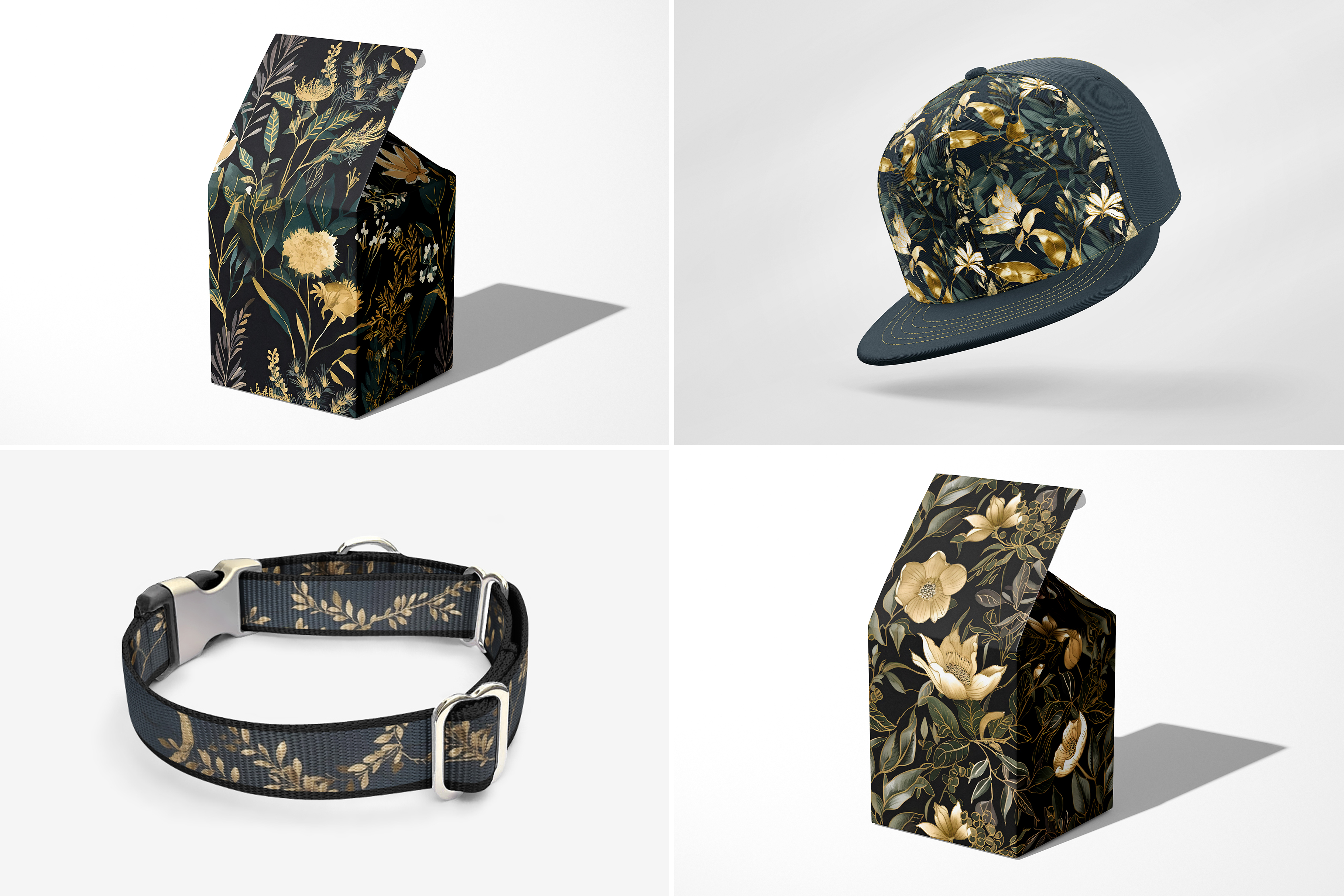 Golden Dark Botanical Patterns: A curated collection of 10 original golden dark botanical seamless patterns. - image 7