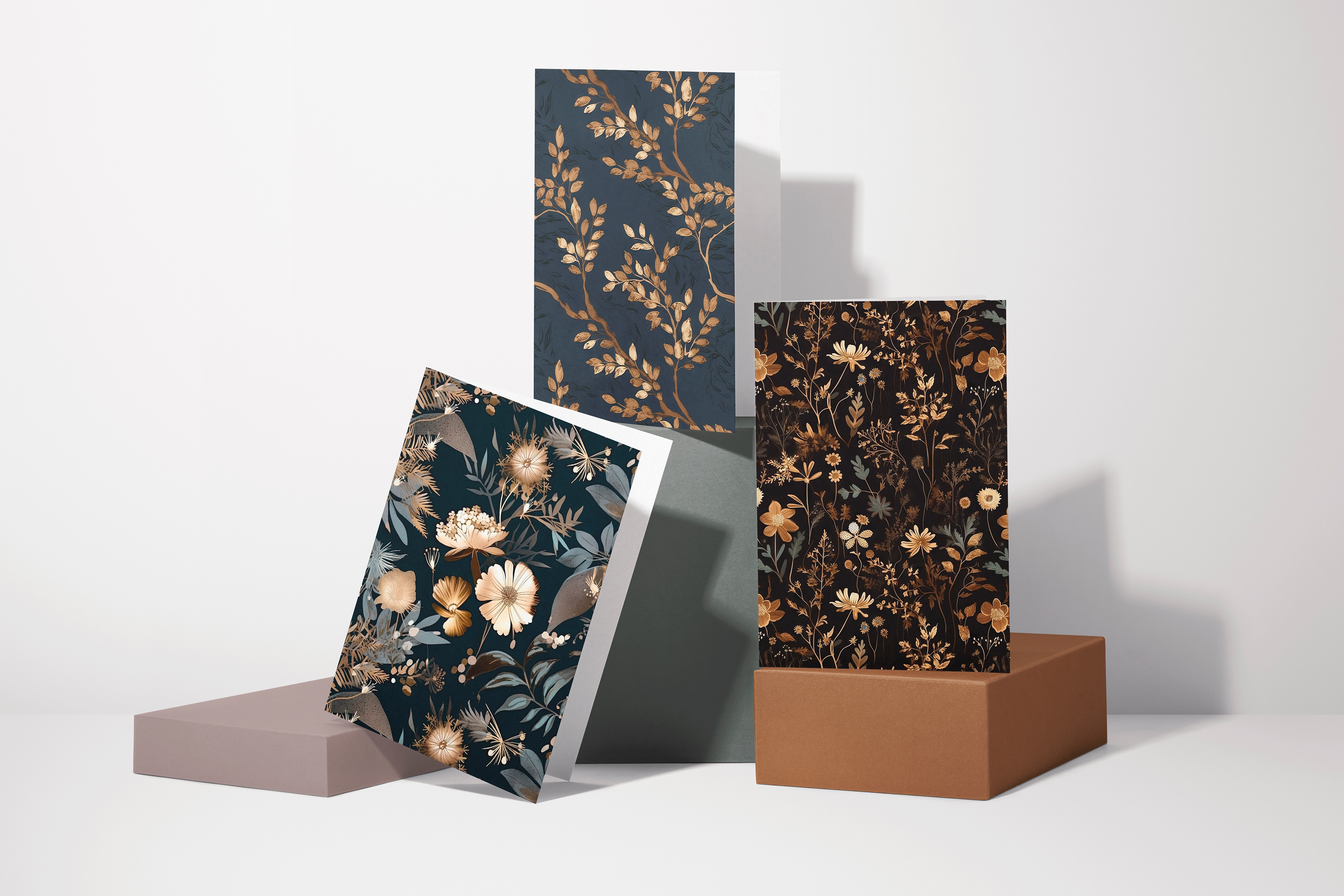 Golden Dark Botanical Patterns: A curated collection of 10 original golden dark botanical seamless patterns. - image 8