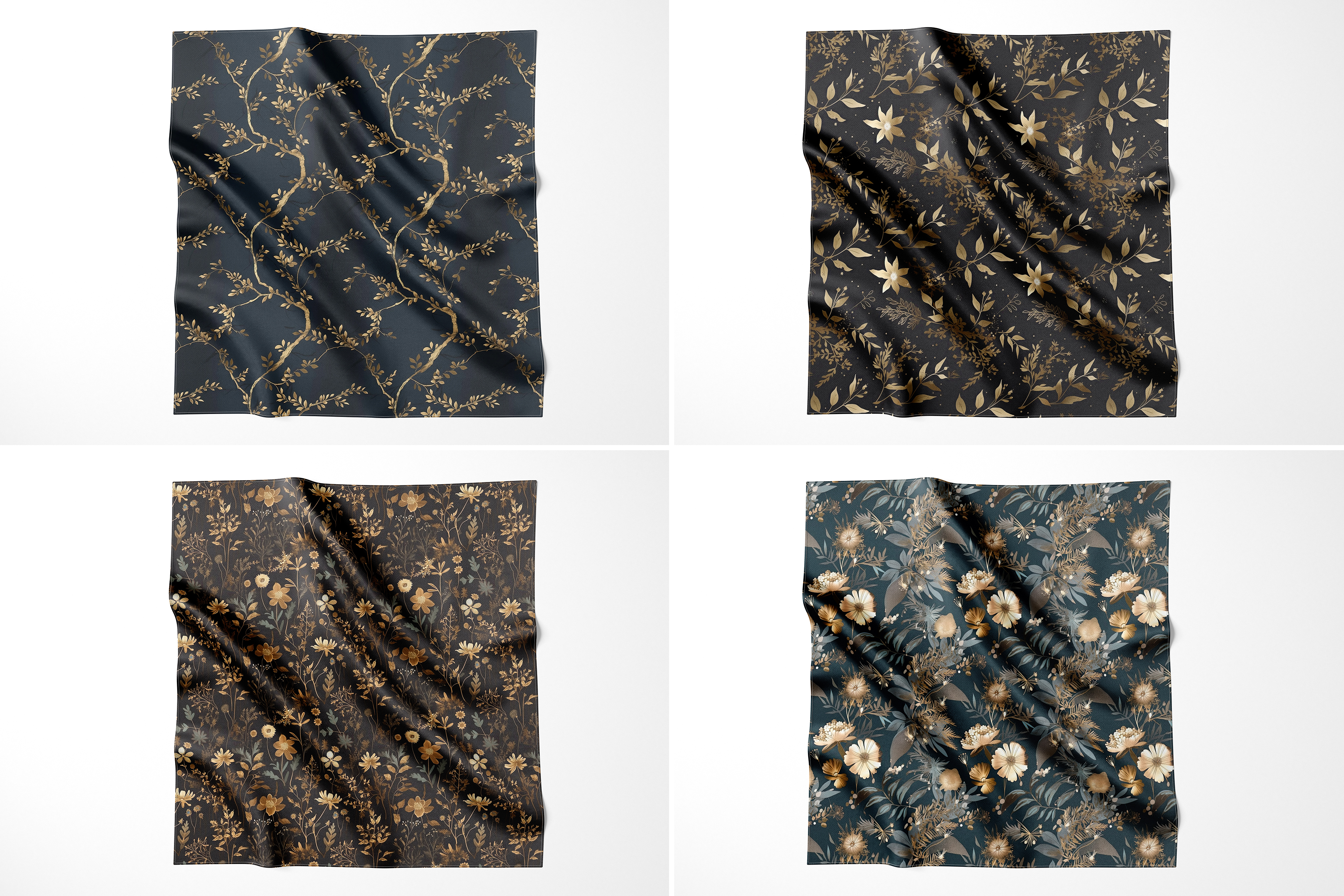 Golden Dark Botanical Patterns: A curated collection of 10 original golden dark botanical seamless patterns. - image 9