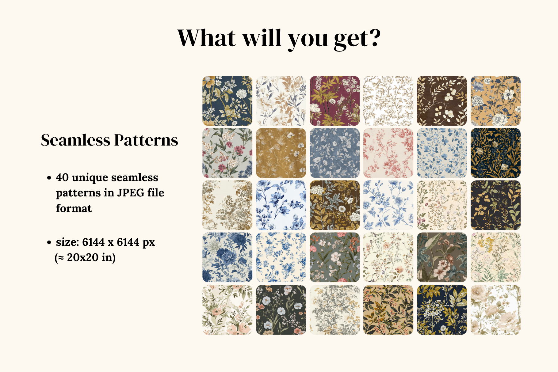 Elegant Vintage Floral Patterns: A curated collection of 40 original elegant vintage floral seamless patterns. - image 2