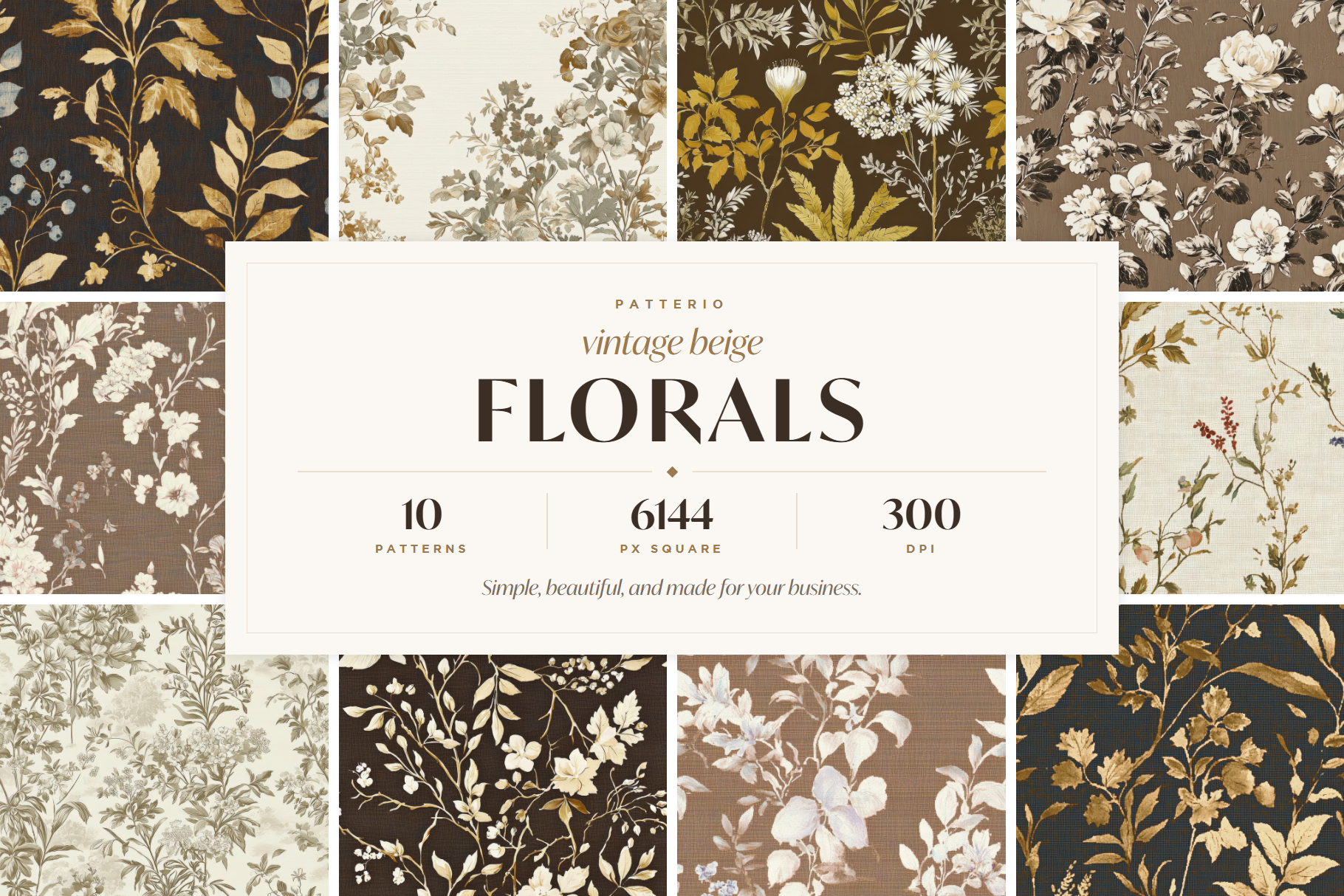 Vintage Beige Floral Patterns