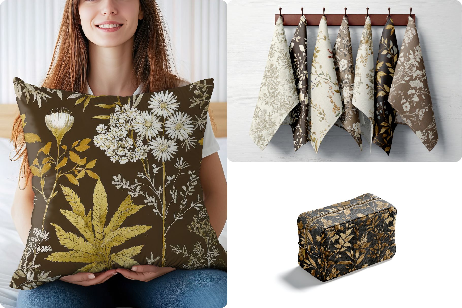 Vintage Beige Floral Patterns: A curated collection of 10 original vintage beige floral seamless patterns. - image 5