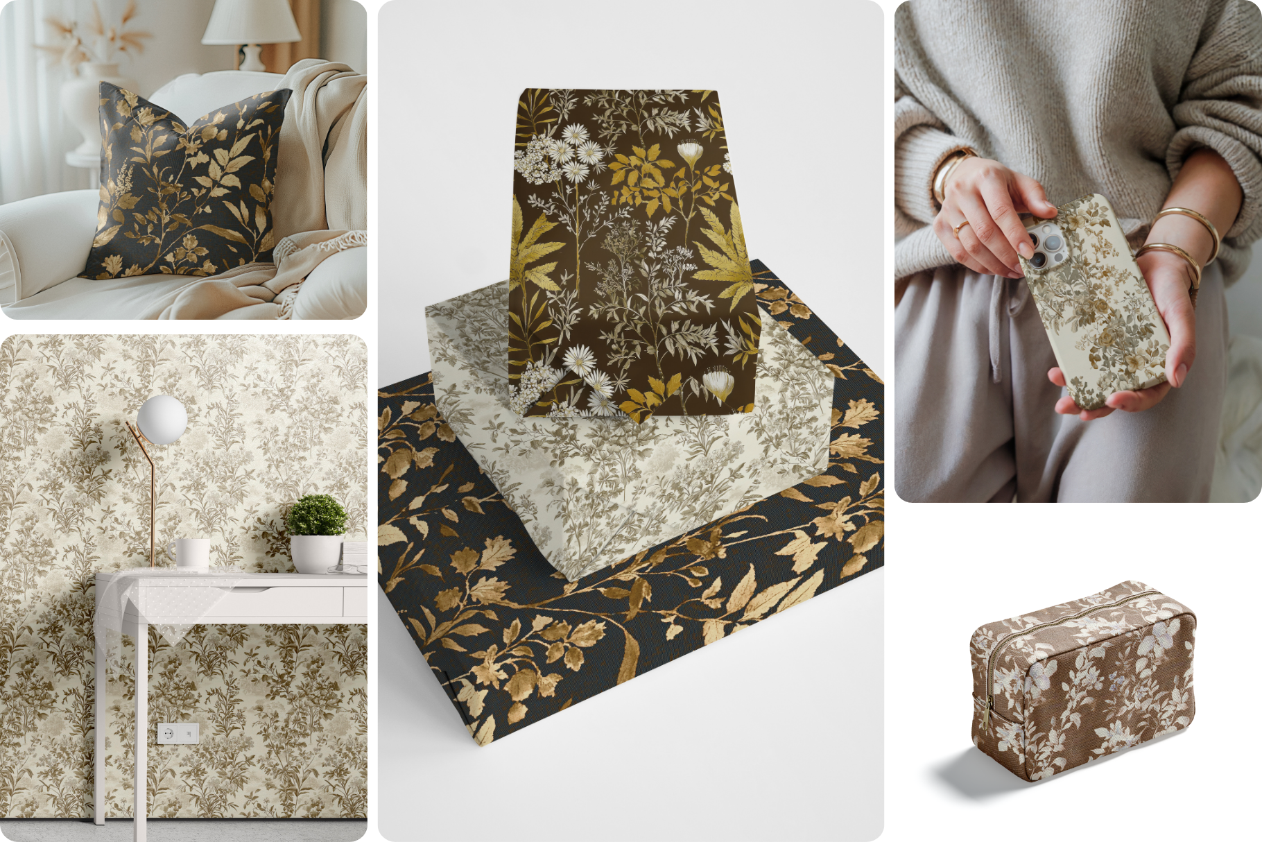 Vintage Beige Floral Patterns: A curated collection of 10 original vintage beige floral seamless patterns. - image 6